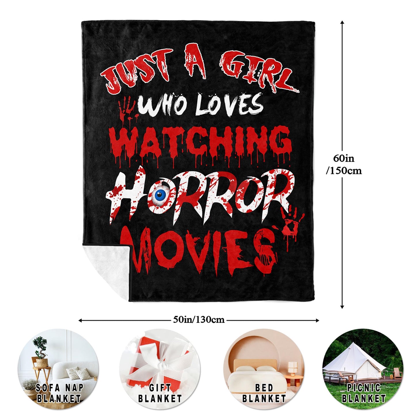 JUCIPAY Horror Movie Gifts for Women/Girl, Horror Movie/Scream Scary Blanket 60"x50", Gifts for Horror Lovers