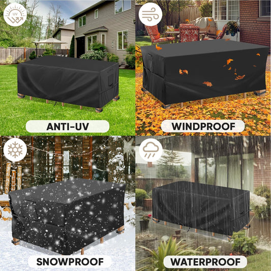 BALEINE Patio Furniture Covers, Outdoor Furniture Covers Waterproof, Heavy Duty Oxford Patio Table Cover for Outdoor Table, Chair, Sofa, Desk (Black, 108"L x 82"W x 28"H)