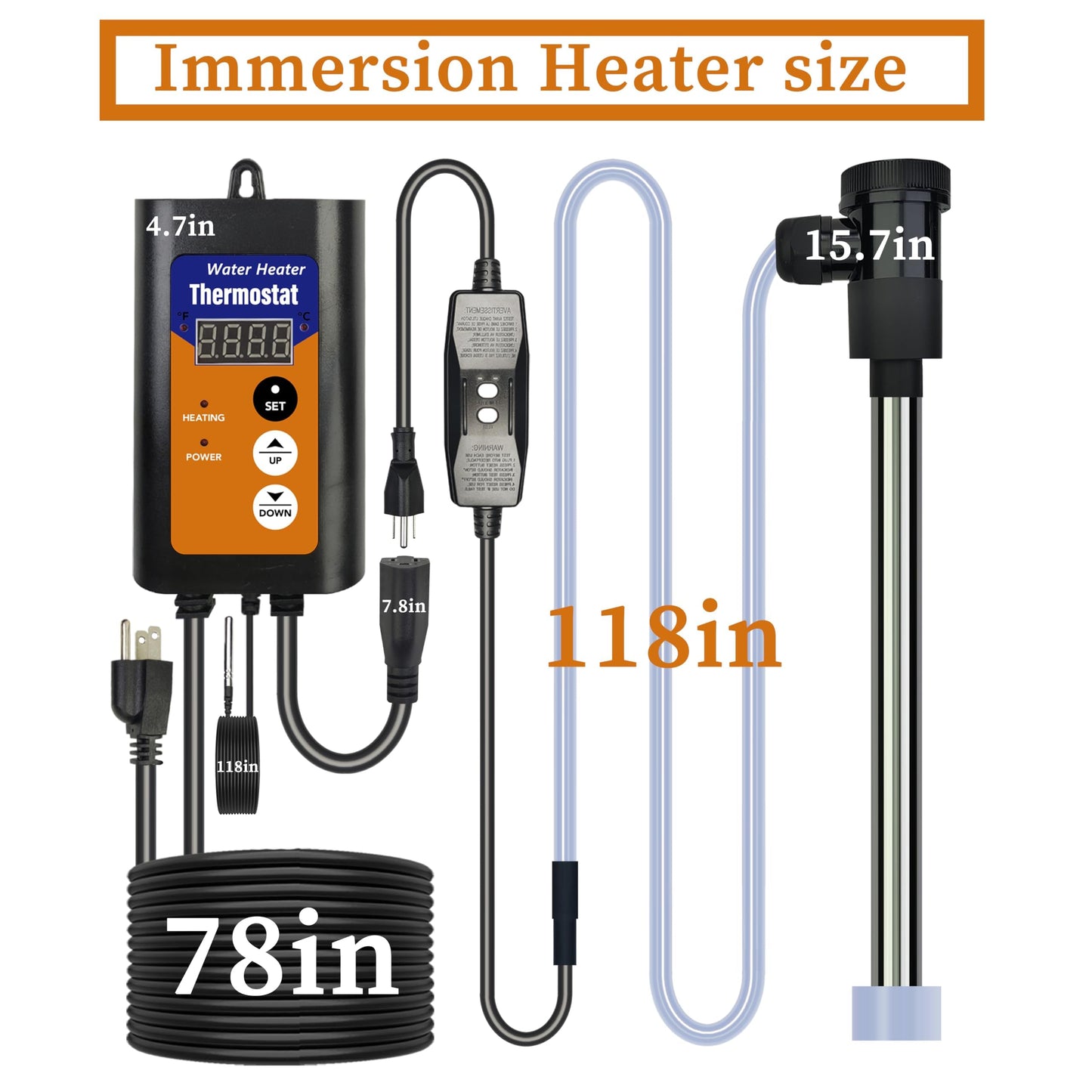 LASTINGCAPE 1500W Fully Submersible Inflatable Hot Tub Heater with Thermostat and GFCI, Portable Electric Water Heater for Bathtubs, Swimming Pools, Above Ground Pools and Baptistry