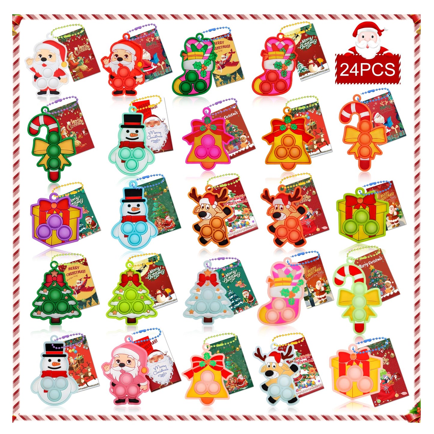 Christmas Party Favors for Kids Pop Fidget Toys,Stocking Stuffers for Kids,Christmas Goodies Bag Fillers,Xmas Gifts for Classroom,Christmas Fidgets Bulk