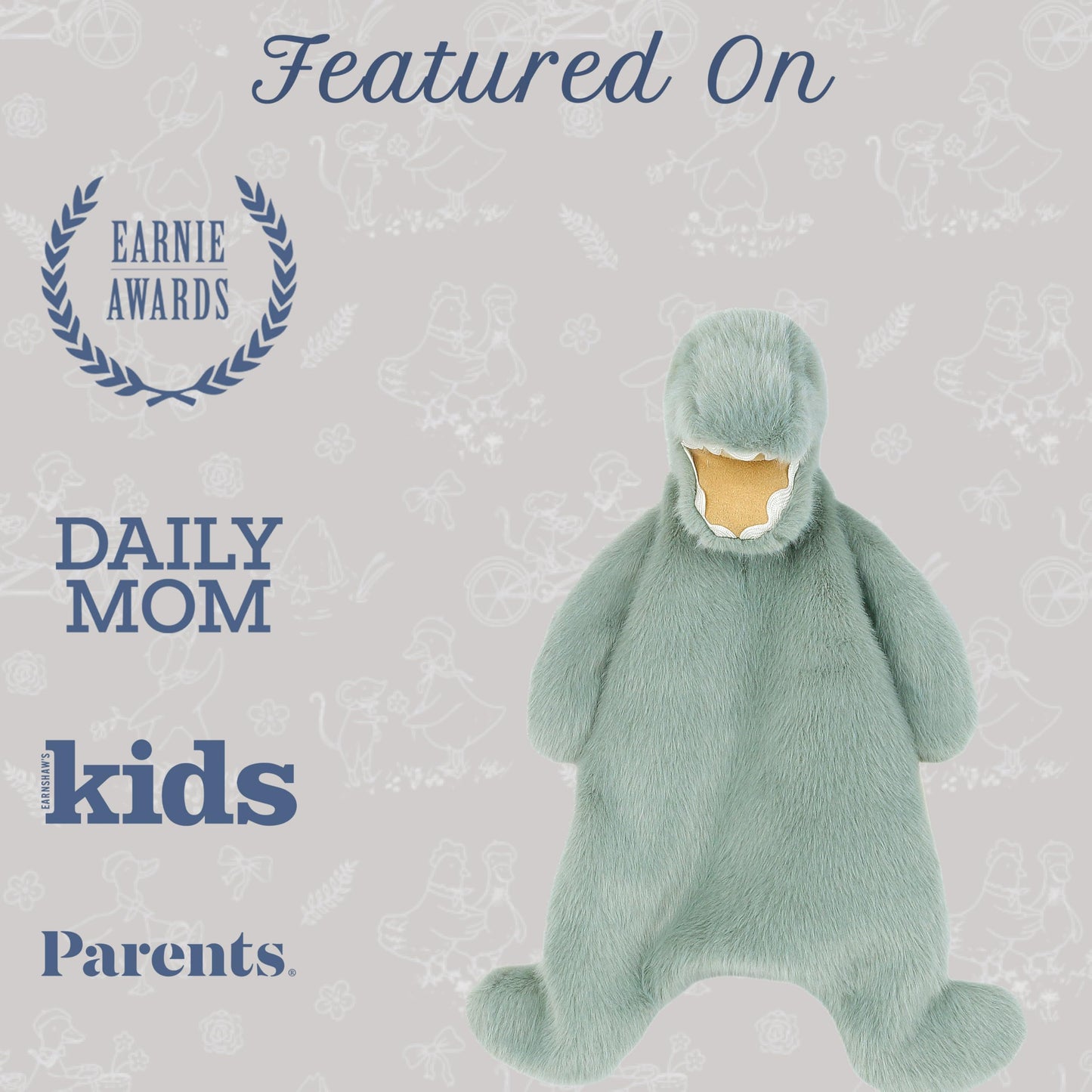 MON AMI Dino Plush Lovey for Babies – 15 Inches | Perfect Newborn Essential for Birthdays & Baby Showers | Soft Comfort Toy for Cuddles & Sensory Play