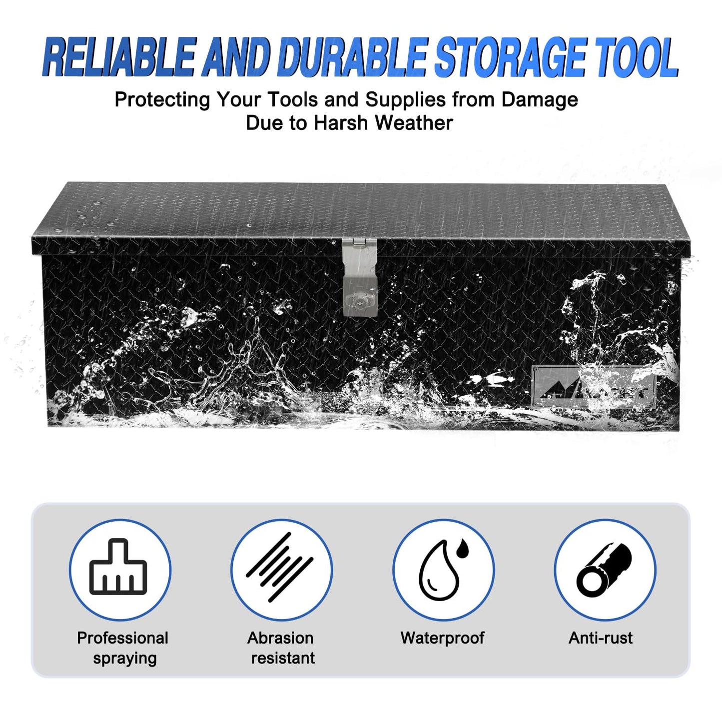 Nilight 30 Inch Truck Tool Box Heavy Duty Aluminum Diamond Plate Truck Bed Toolboxes 30''X13''X9.6'' Waterproof Pick-Up Storage Tool Boxes for Bed of Truck RV Trailer with Side Handle Lock Keys, Black