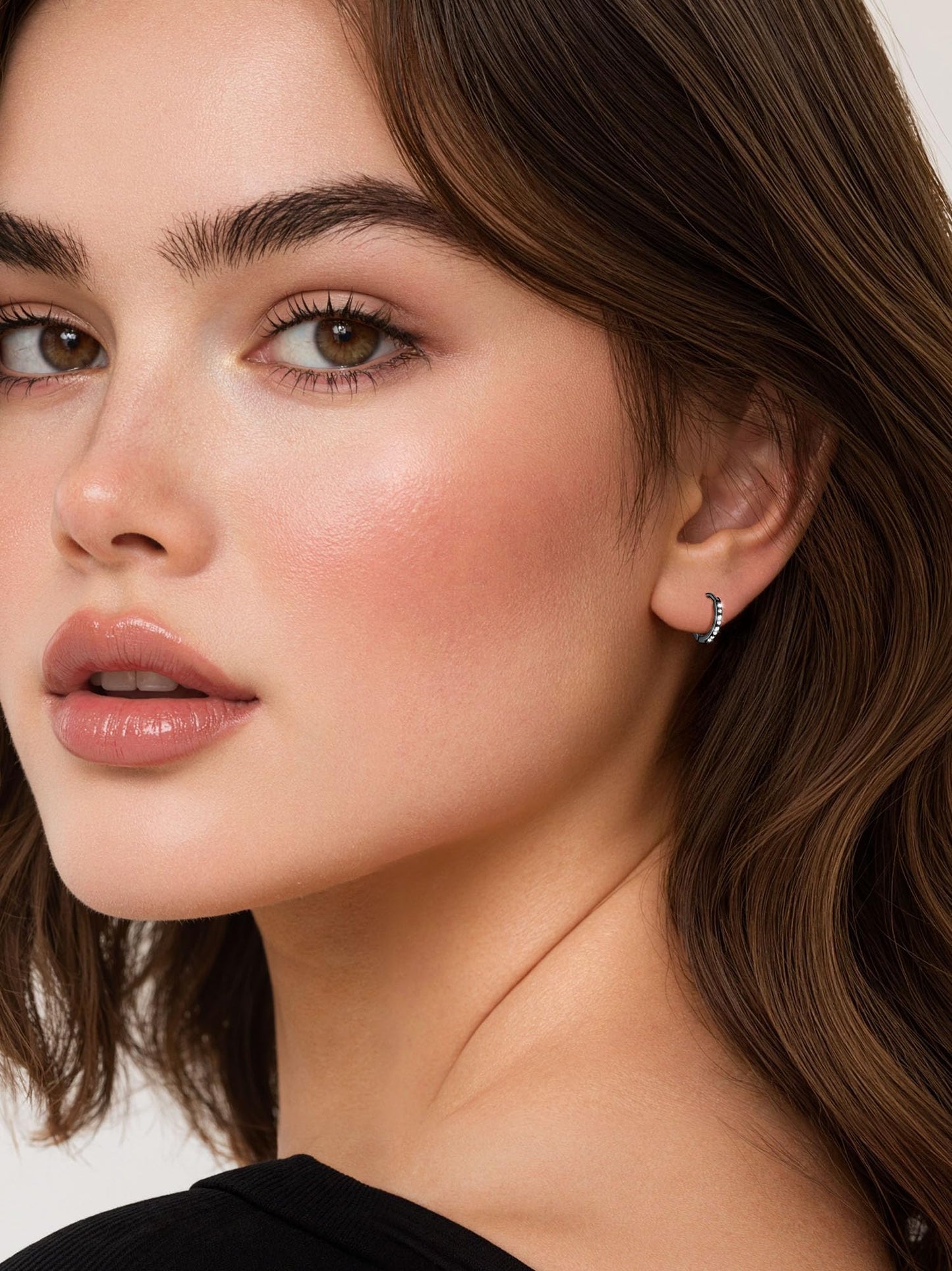 Black Hoop Earrings For Women Cubic Zirconia Hoops Earring Hypoallergenic 8mm Tiny Huggie Jewelry Non Tarnish Cartilage Piercing Waterproof Ear Earings