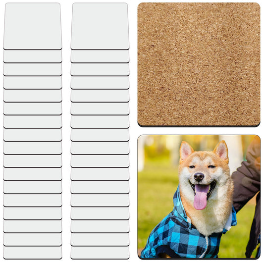 36 Pcs Sublimation Small Square Coaster Blanks Bulk with Cork Back MDF Heat Transfer Wood Cork Coasters Product Blank Iteam 3.54x3.54 Inch