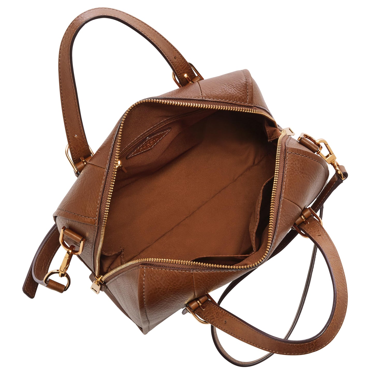 Fossil Women's Carlie Leather Mini Satchel Purse Handbag, Brown (Model: ZB1856200)