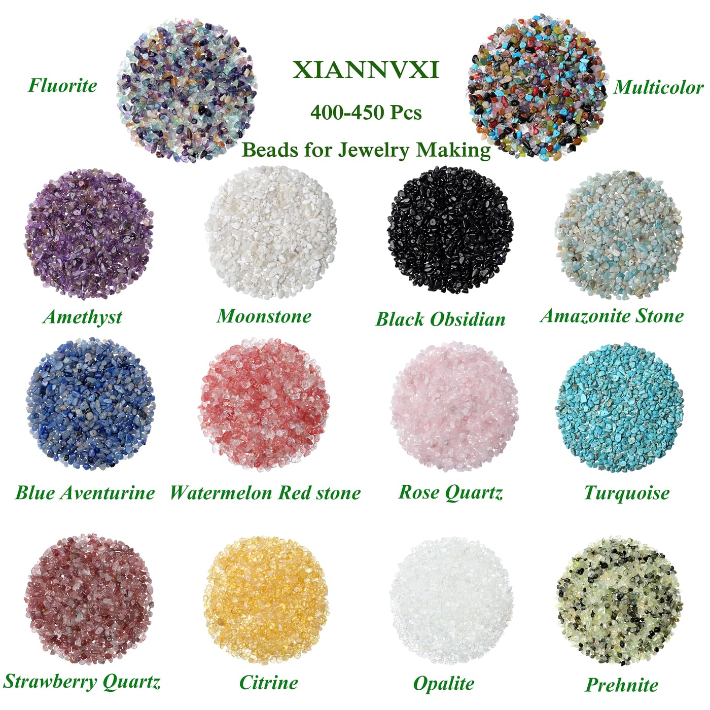 XIANNVXI Rose Quartz Beads, Natural Chip Stone Beads 400Pcs Crystal Bead 5-8mm Irregular Healing Crystal Loose Rocks for DIY Jewelry Making