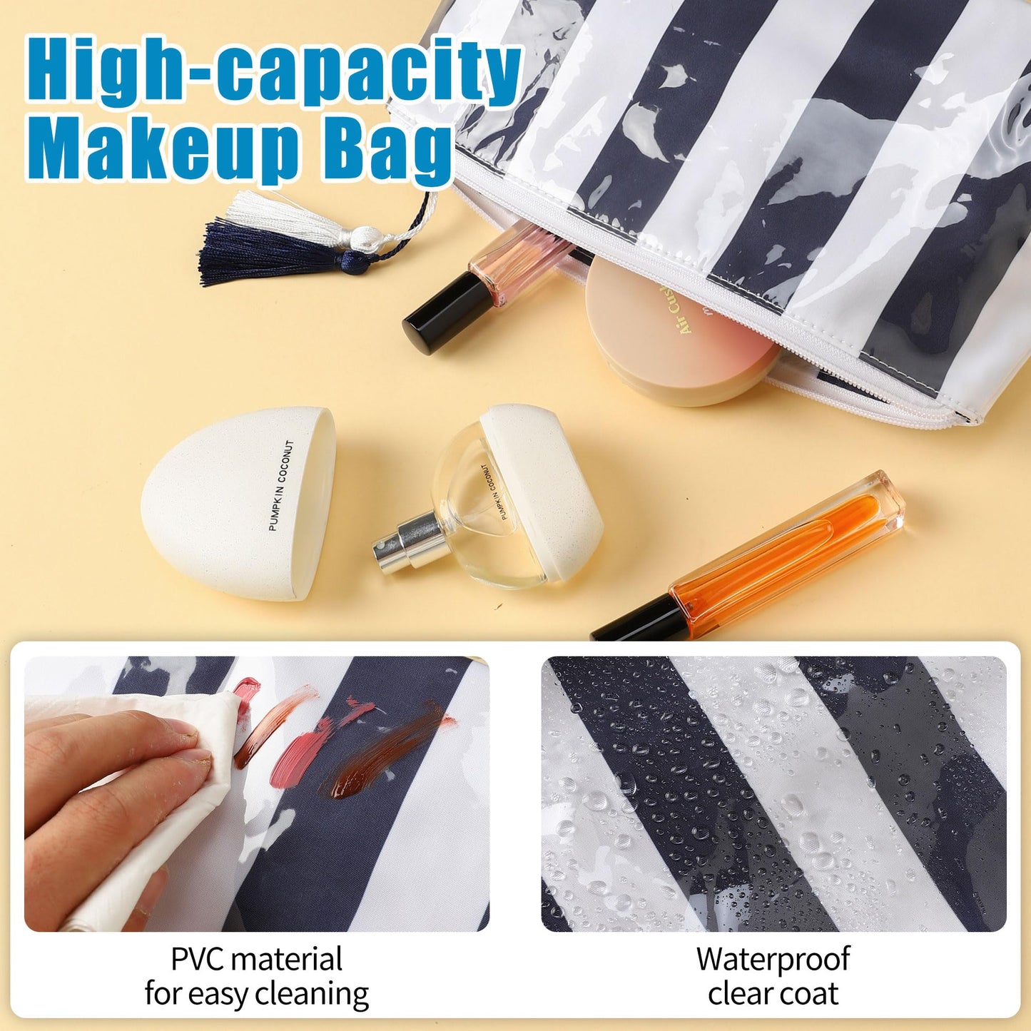 Fozira Makeup Bag for Purse, Toiletry Cosmetic Bags for Women Girls, Waterproof Travel Makeup Bag Organizer Zipper Pouch Beach Summer Vacation Essentials Gifts for Women