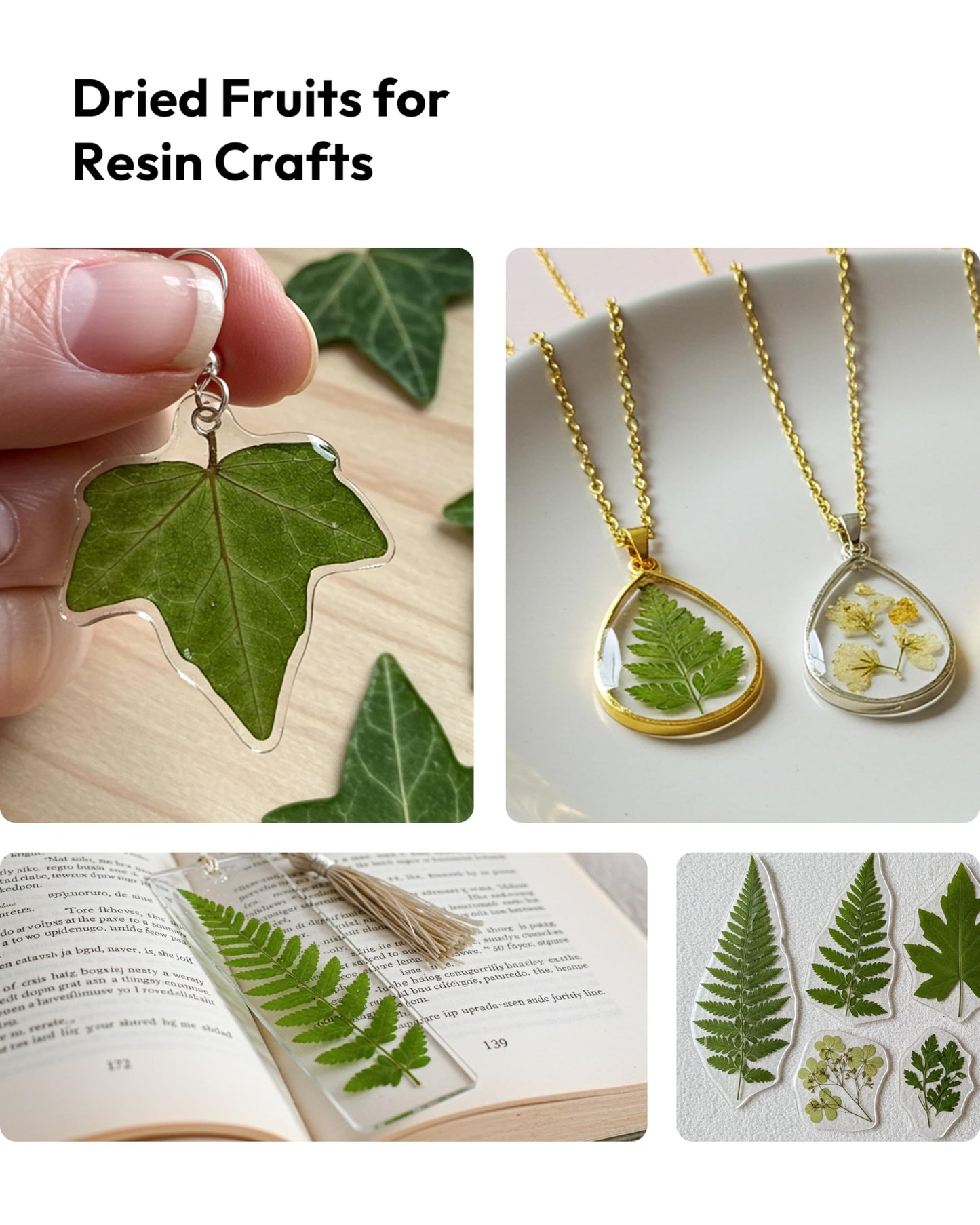 Resiners Dried Pressed Flowers for Resin Molds, Real Natural Dried Flowers Dry Leaves kit for Scrapbook Supplies Card Making Resin Jewelry Making Soap Candle DIY Crafts (Green Leaves100pcs)