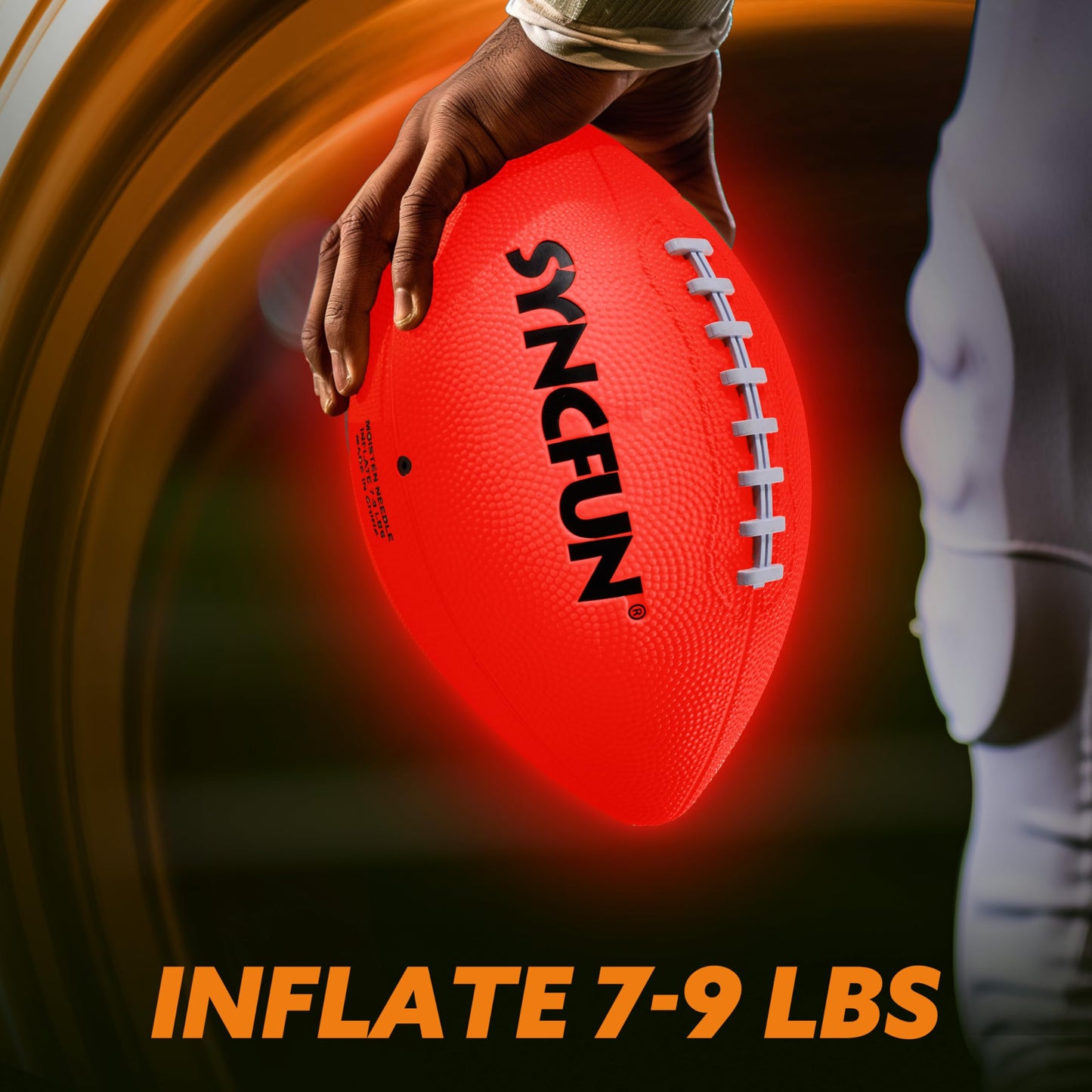 SYNCFUN Glow in the Dark Football for Boys, Light Up Football for Night Outdoor Sports Games, Red Glowing Ball, Ball Accessories Gifts for Teen Boy Toys Ages 3 Old and Up