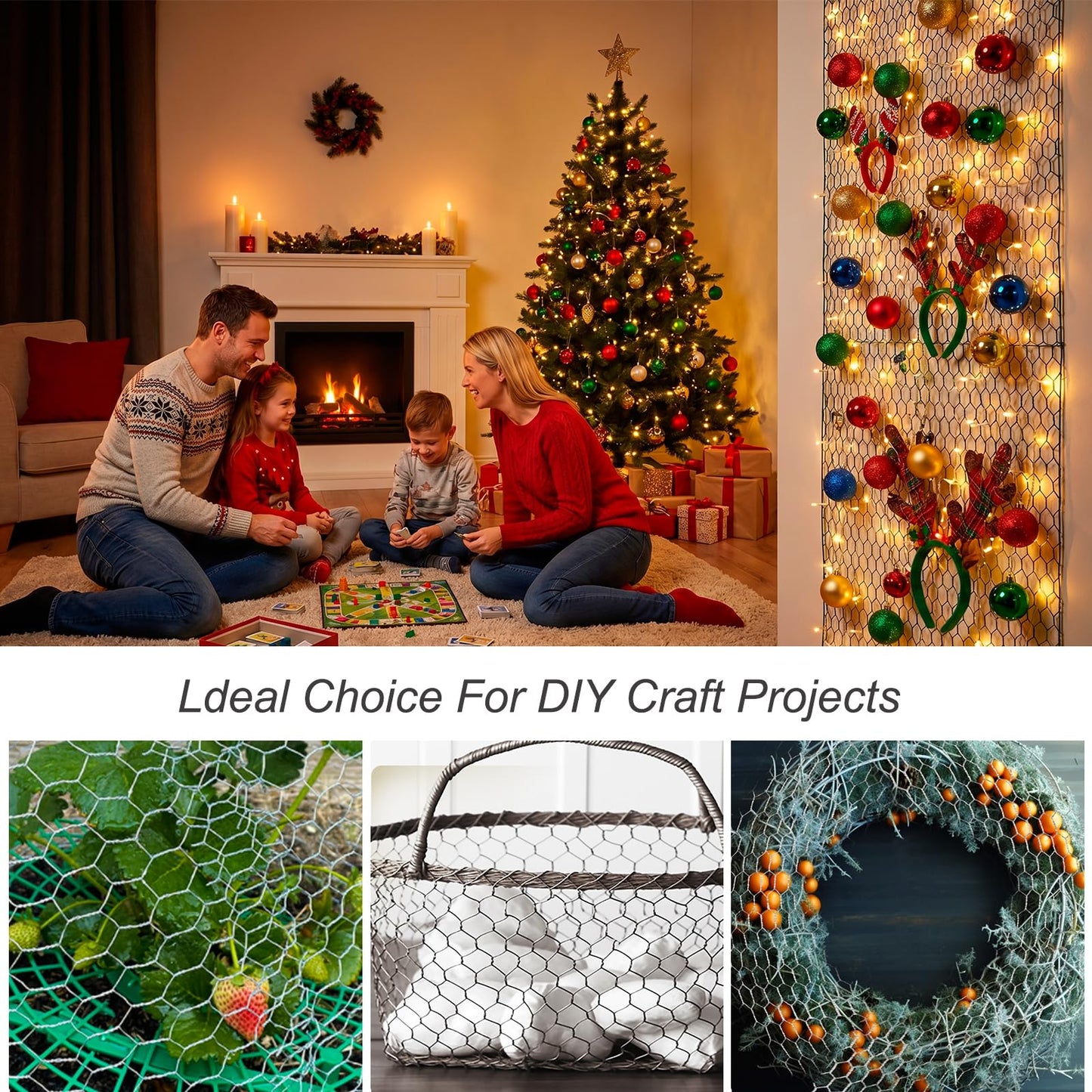 15.7 x 138 Inch Chicken Wire for Floral Arrangements, 24 Rifny Chicken Wire Fencing Roll, 0.6 Inch Mesh Hexagonal PVC Coated Metal Poultry Wire Netting for Craft Garden Plants Chicken Rabbit Barrier