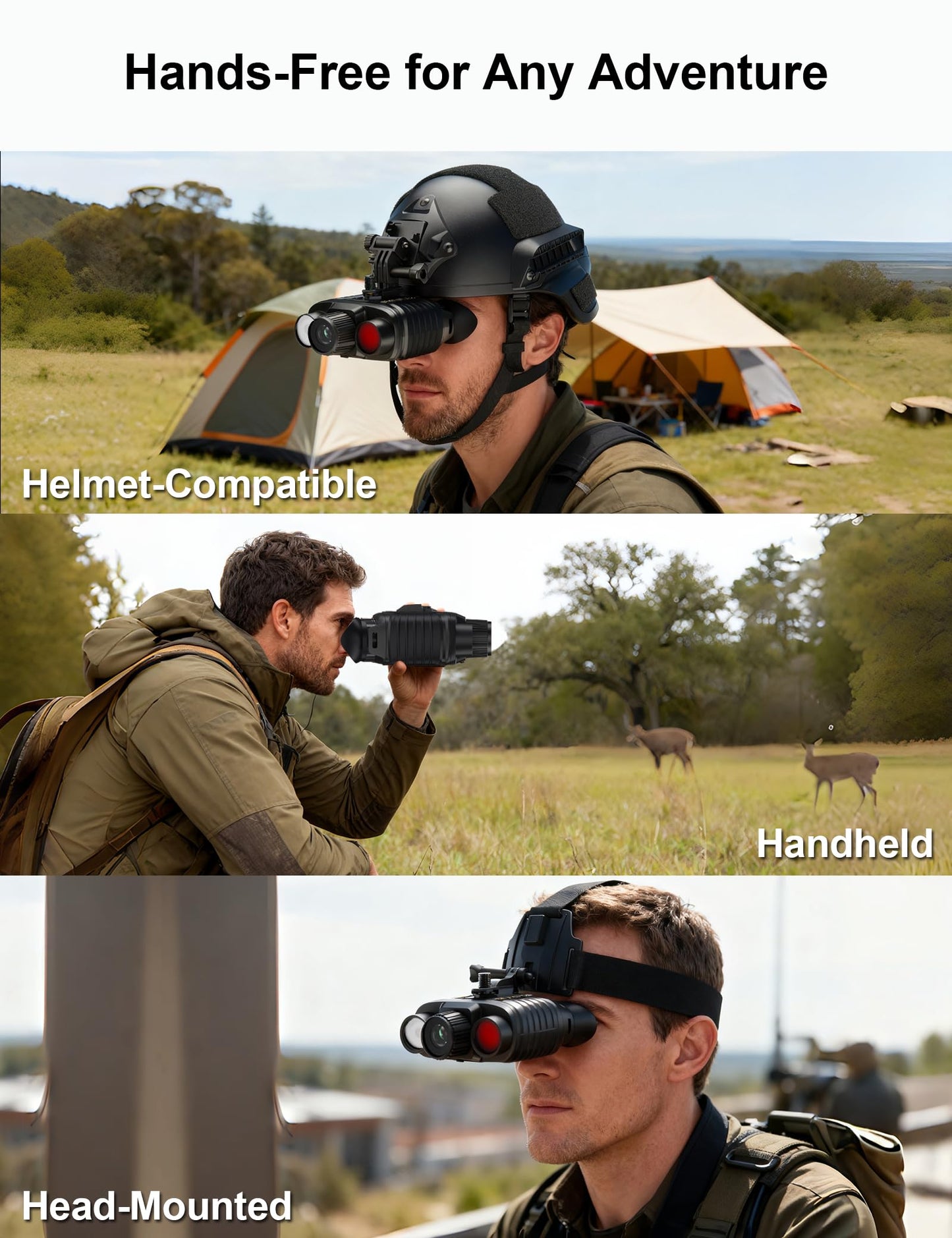YEEIN Night Vision Goggles, Head-Mounted Rechargeable Binoculars, 3" Screen Digital Infrared Night Vision Binoculars with Head Strap &32GB Card for Hunting, Camping, Security