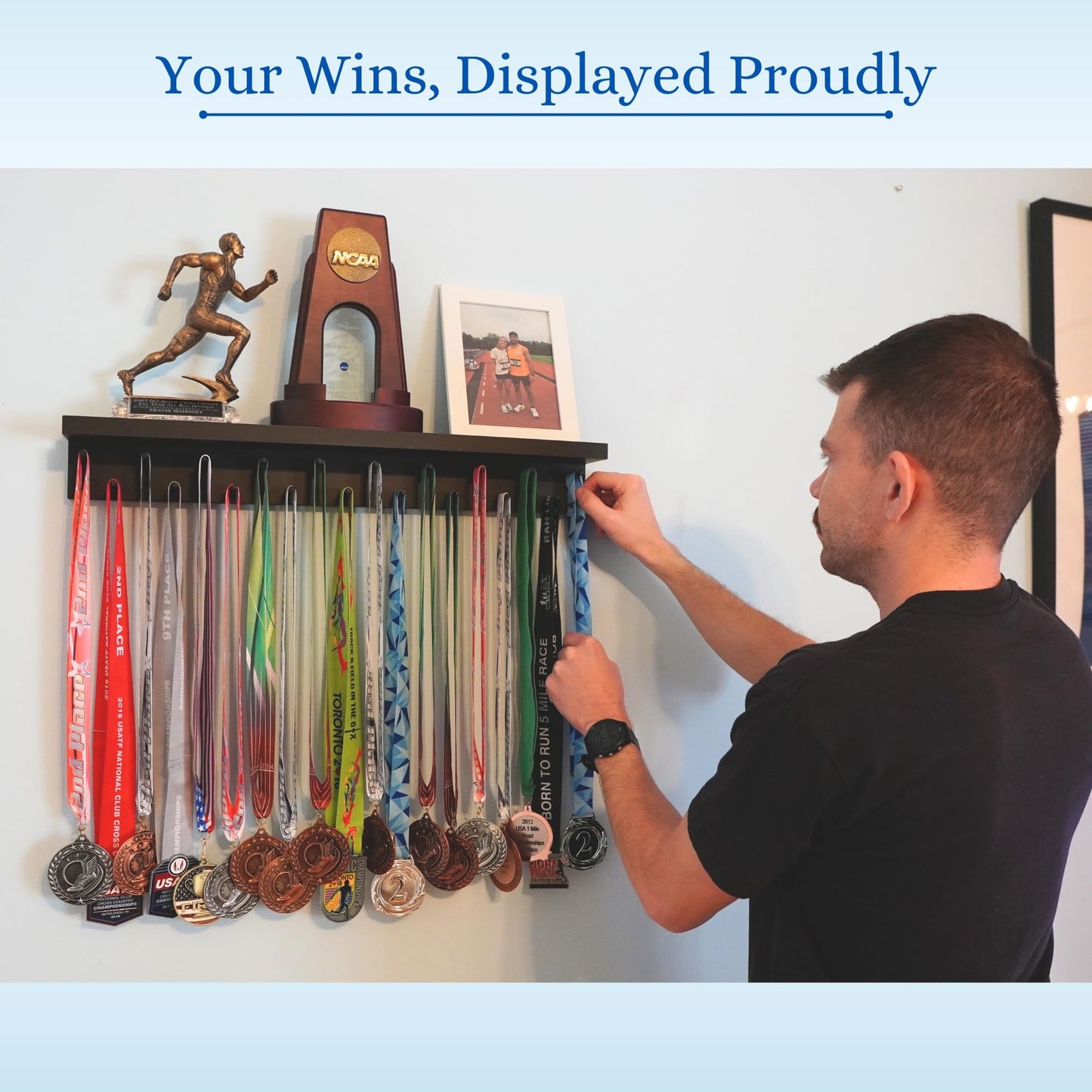 MedalAwardsRack Premier Medal Hanger Display Rack and Trophy Shelf for Gymnastics, Soccer, Basketball, Football, and More – 2, ft - White