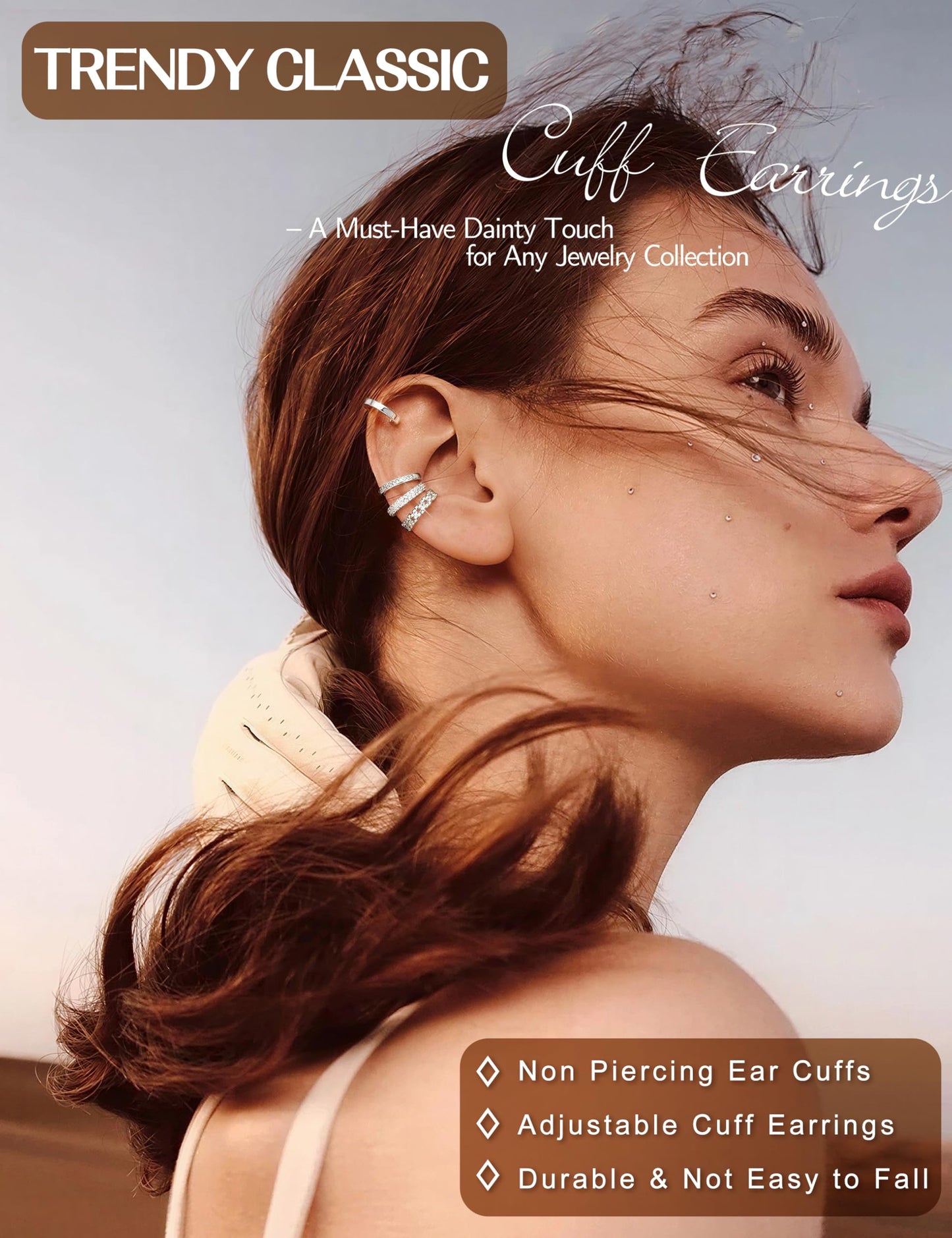 4 Pairs Ear Cuffs Non Piercing - Silver Plated Ear Cuffs Earrings for Women Trendy Ear Cuff for Non Pierced Ears Clip On Carrtilage Earring Lightweight Adjustable Fake Earrings Set Dainty