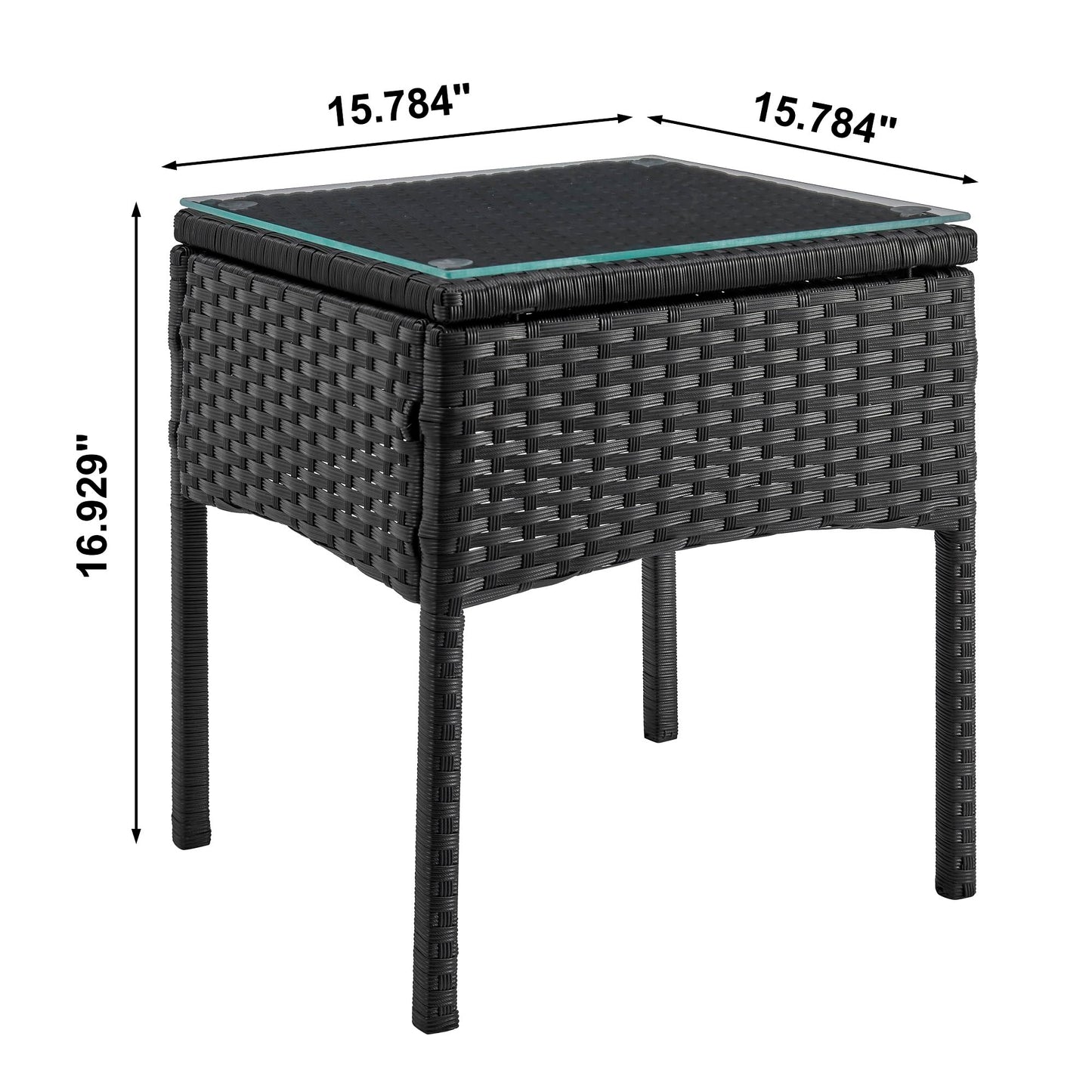 Manhattan Comfort Noli 3-Piece Patio Conversation Set, Outdoor Furniture Made of Steel Rattan | Includes 2 Modern Armchairs, Tempered Glass End Table, Removable Waterproof Cushions, Cream