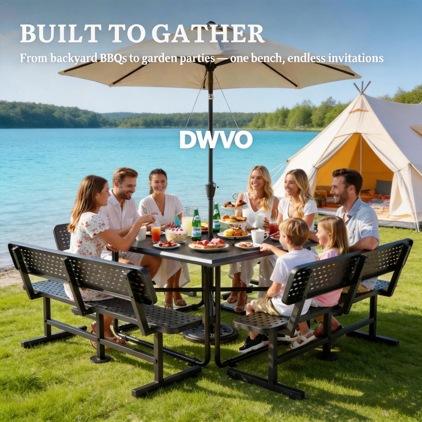 DWVO Heavy Duty Park Bench for Outside 6ft Metal with Backrest Weatherproof Coated Steel Commercial Grade Furniture Set Industrial Mesh Design for Garden Patio Public Areas