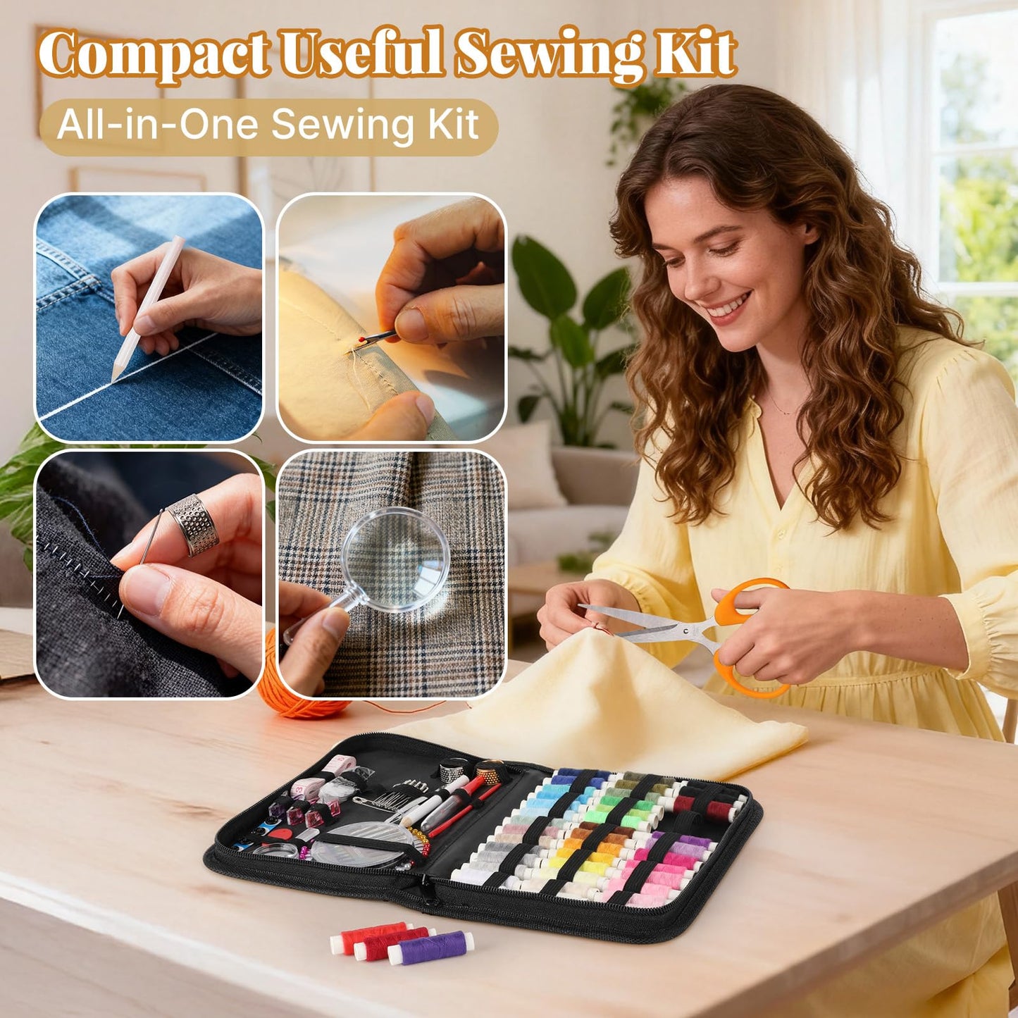 Coquimbo Sewing Kit Travel for Adults, 160 Pieces Sewing Supplies with Scissors, Thread, Needles, Christmas Mothers Day Gifts for Mom Grandma Women
