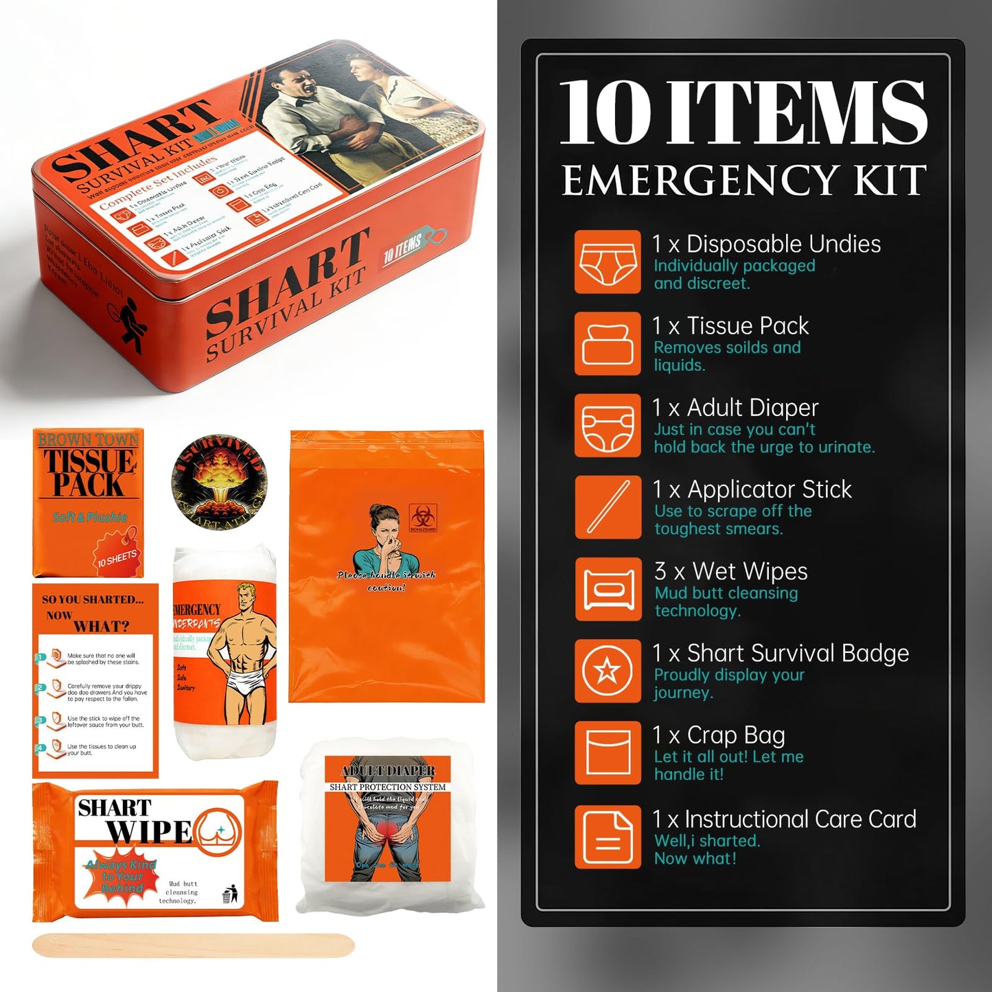 GAGIFT WORLD Sharting Survival Kit, Emergency Shart Kit Funny White Elephant Gifts Exchange Ideas for April Fools' Day Novelty Prank Gag Gift for Adults Christmas Birthday Gifts for Men and Women