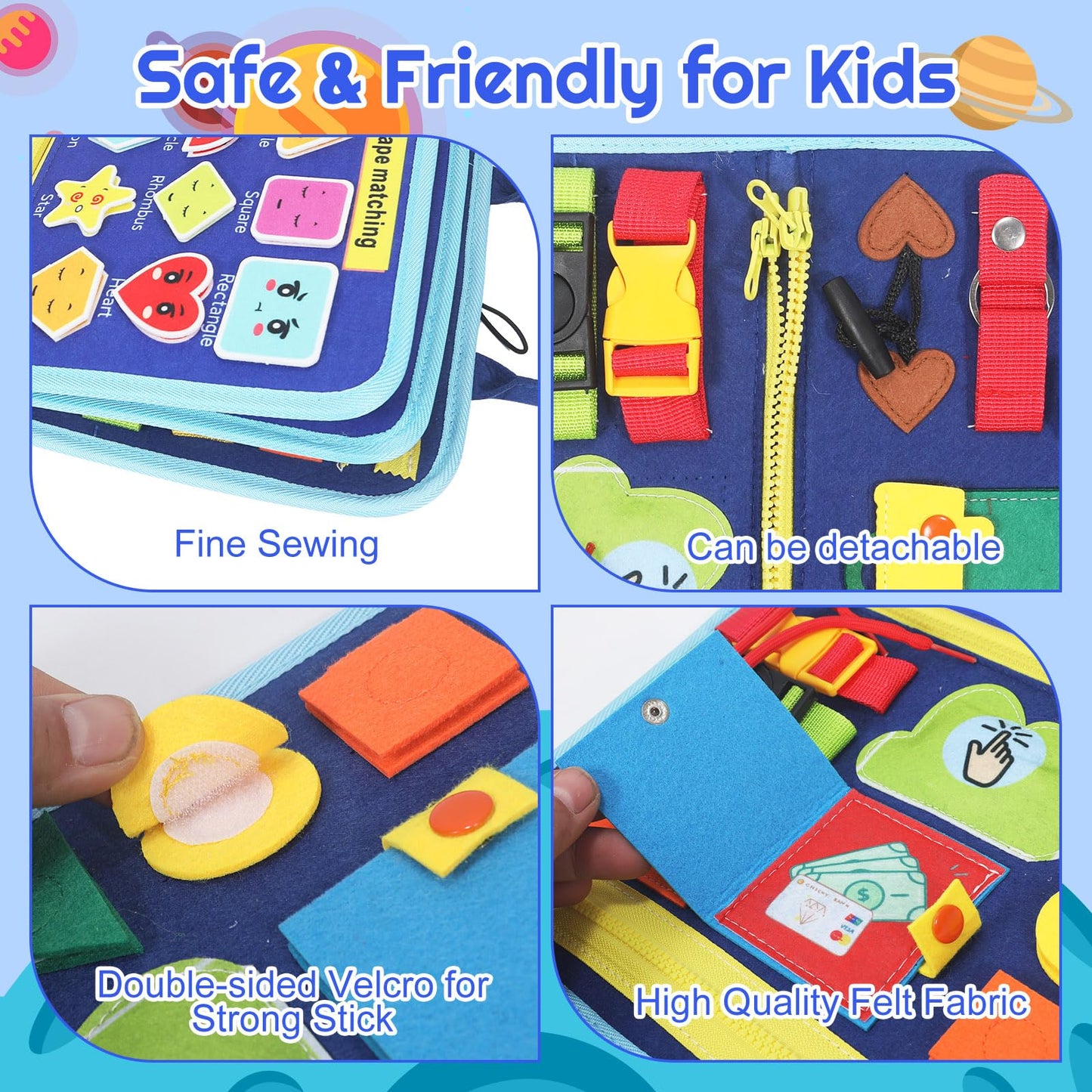 URBAN TOYS Montessori Busy Board - Ideal Busy Book Toddler Toys & Gifts for Boys & Girls, Toddler Travel Essential for Airplane & Car, Sensory Toys, Great for Baby Gifts for Boys