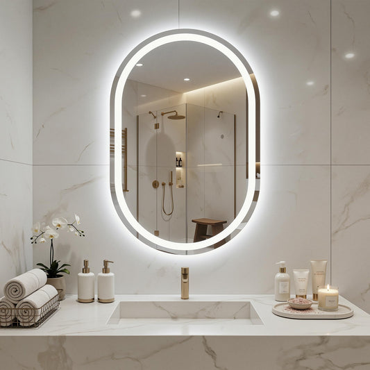 Homsion 36"x 24" Arch LED Bathroom Mirror with Lights, Anti-Fog, Backlit Dimmable, 3 Colors, Frameless Lighted Bathroom Vanity Mirror for Wall with Memory Function, Shatter-Proof, Tempered Glass