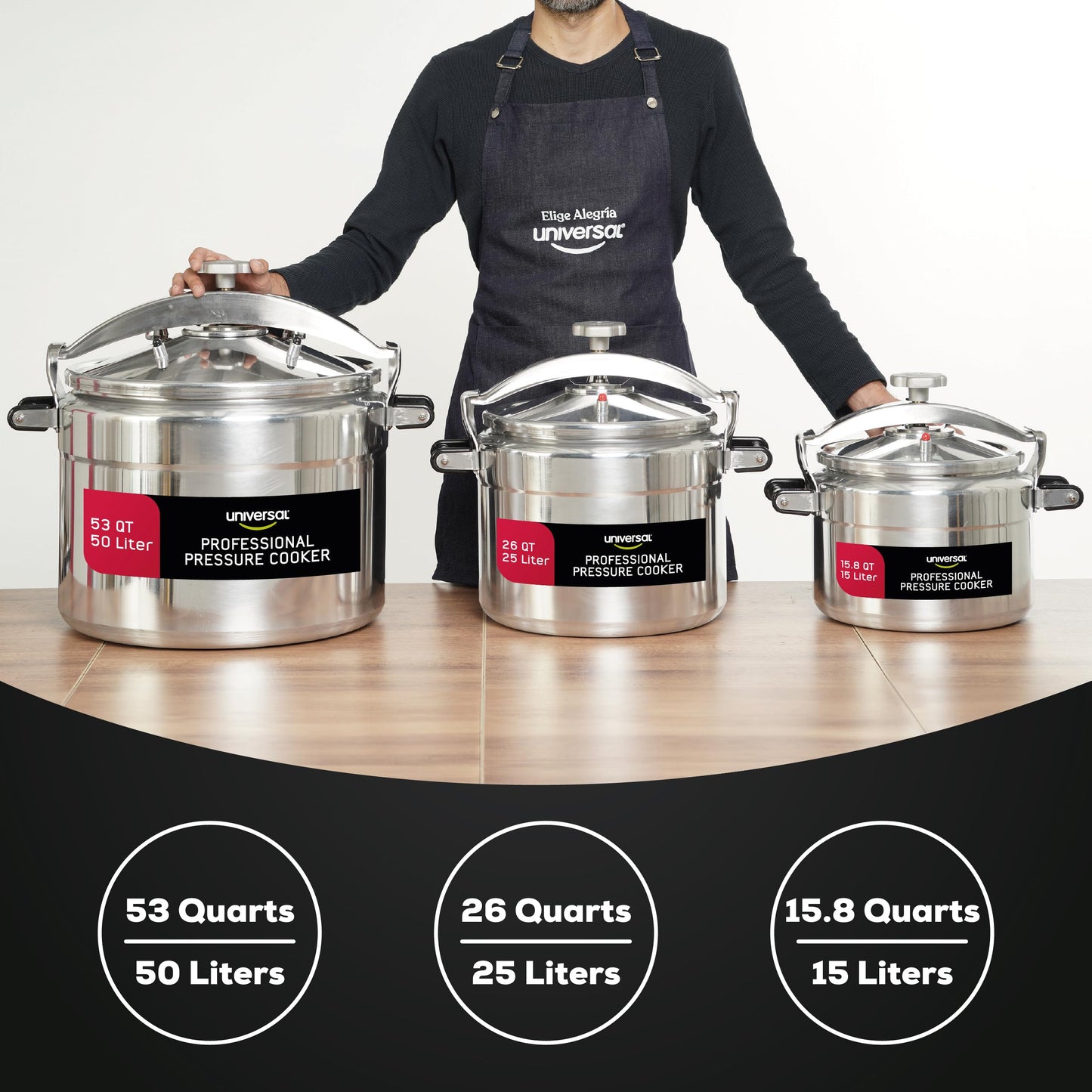 Universal (Extra Large) 53-Quart Aluminum Pressure Cooker for Professional Use – Commercial-Grade, 2 Safety Valves, Reinforced Handles, Easy-Open Lid, – Ideal for Large Kitchens, and Restaurants