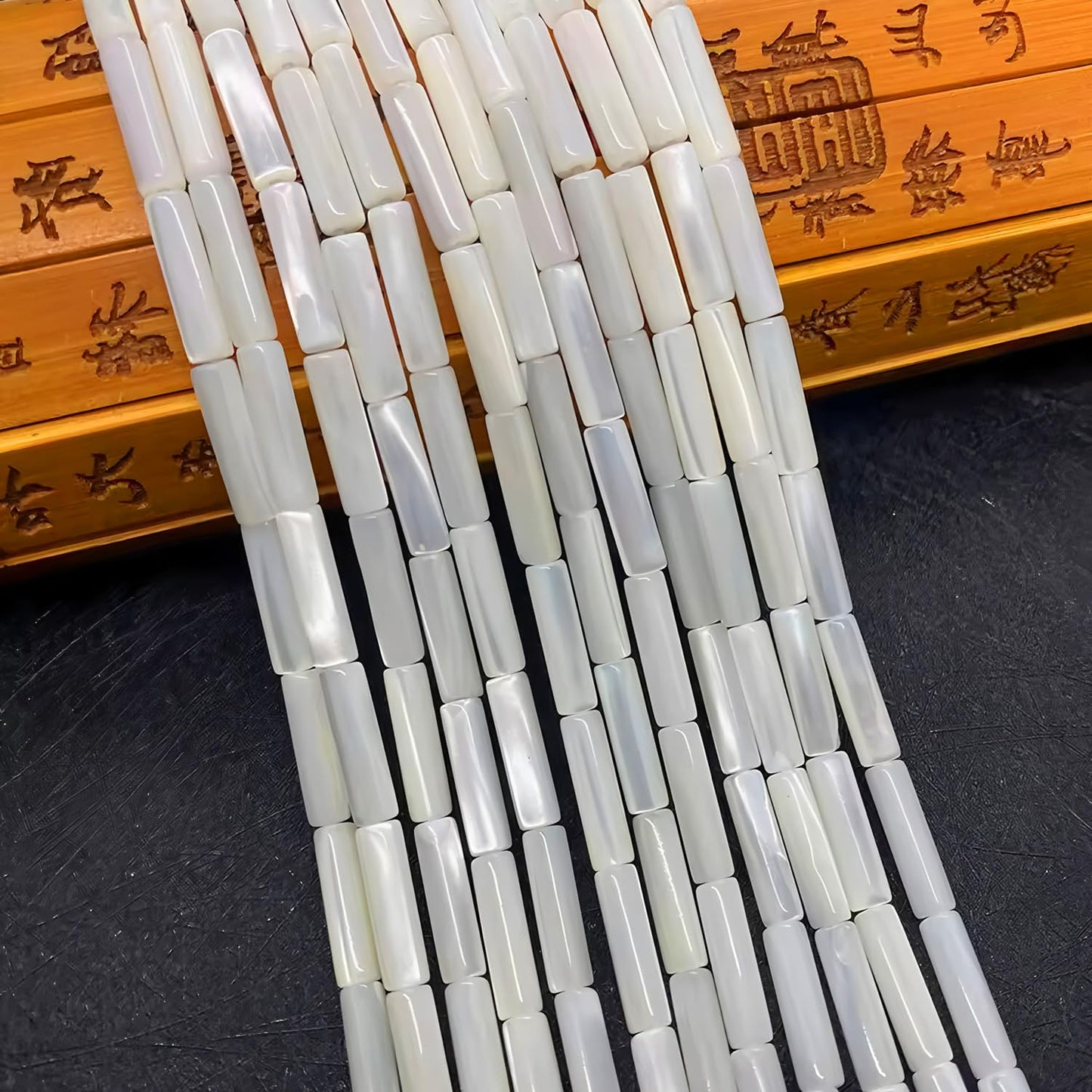 HAAMIIQII Natural Mother of Pearl Shell Tube Beads 13x4mm Column Stone Cylinder Gemstone Loose Beads for Jewelry Making Strand 15 Inch (28-29pcs)
