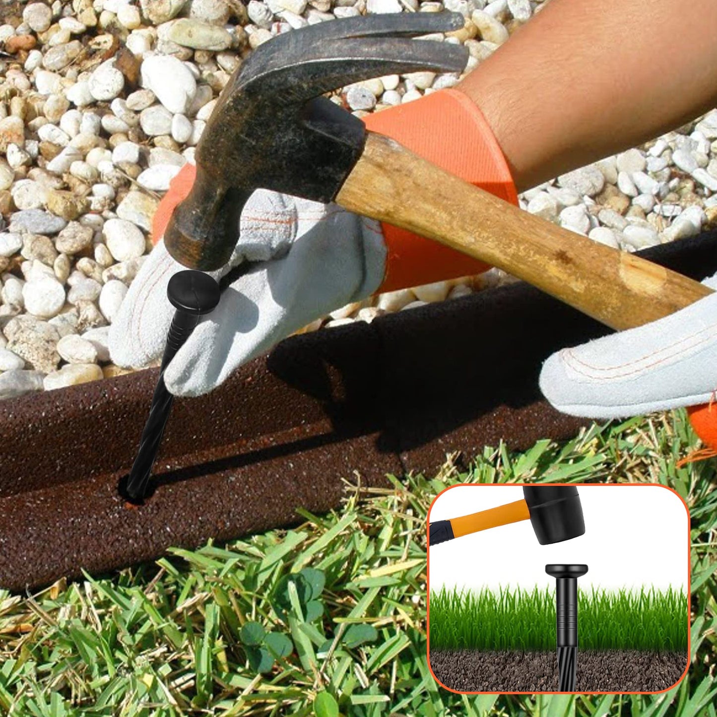 60 Count Plastic Landscape Edging Anchoring Stakes 8-Inch Garden Lawn Yard Landscaping Spikes for Paver Edging, Weed Barrier, Tent, Artificial Turf & More