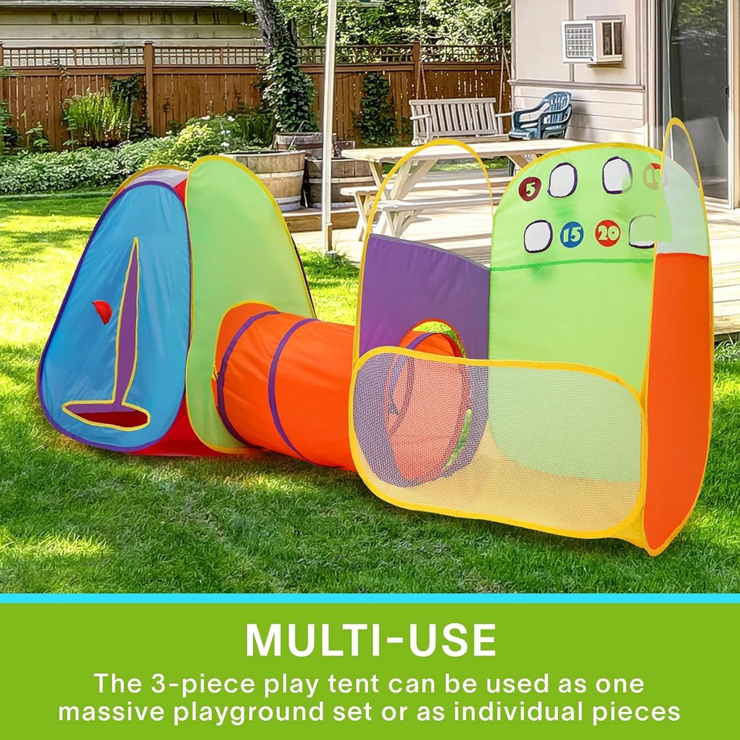 Alvantor® Kids Tent Play Tent Fun Toss It Game Zone 3-in-1 Pop Up Play Tunnel Indoor Outdoor Great Game & Toy Gift for Children (Include 4 Balls)