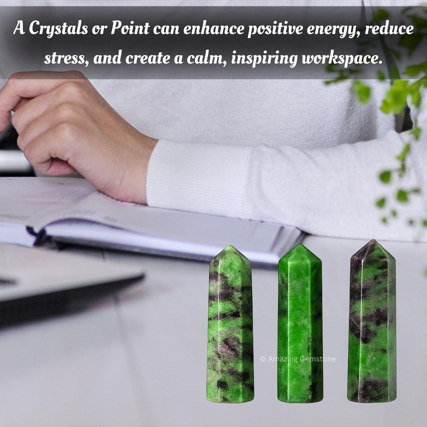 Amazing Gemstone Ruby Zoisite Crystal Points Bulk Healing Crystals - Pack of 3 Single Terminated Healing Wand Point Bulk Crystals for Crafts,Crystal Grid,DIY Work - Premium Crystals - Beginners Gift