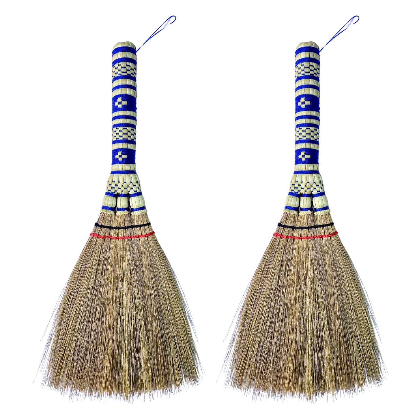 2 Piece Small Whisk Broom Handheld Brush Whisks Away Dust, Dirt & Debris Brush Hanger for Easy Storage Perfect for Indor Outdoor and Car - Short of Asian Whisk Broom (staw soft broom)