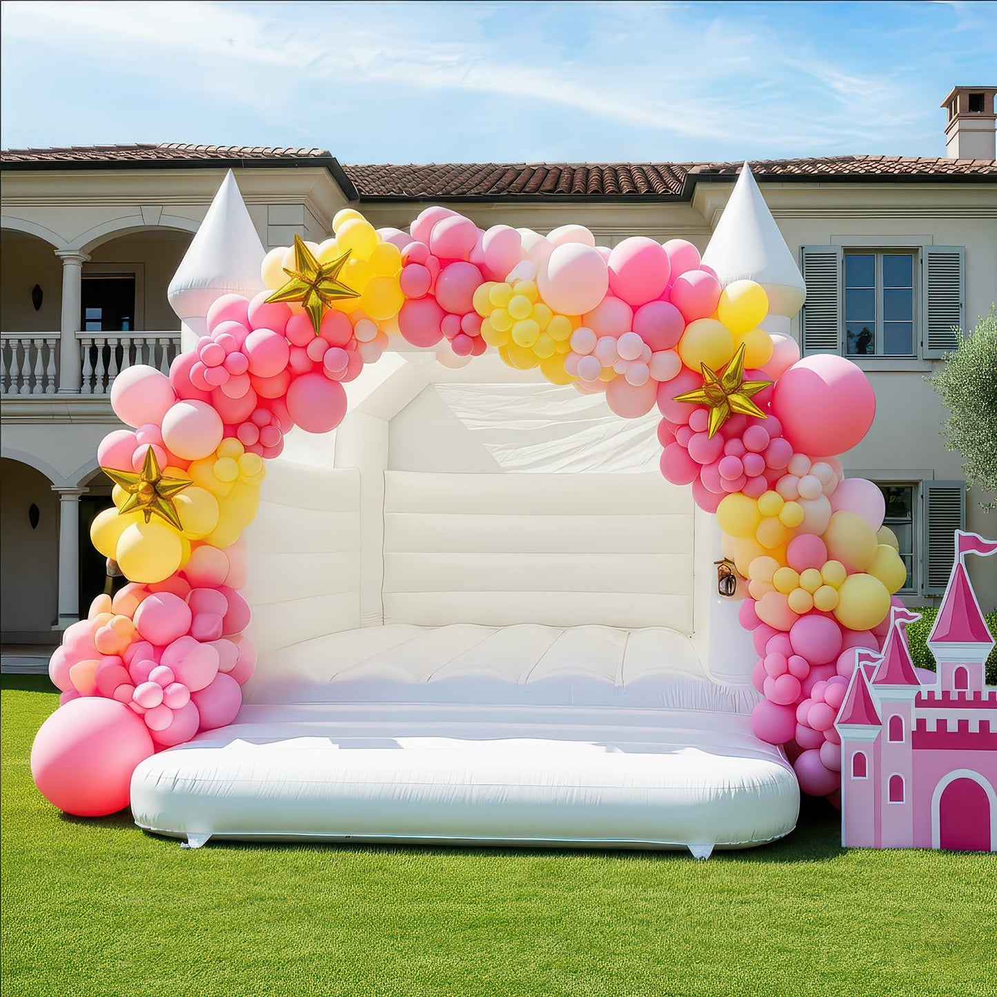 Hot Pink Yellow Balloon Arch Kit 160pcs with Large Pink Gold Star Five-Point Star Foil Balloons for super bro Princess Birthday baby shower peach Bridal shower Party Decorations