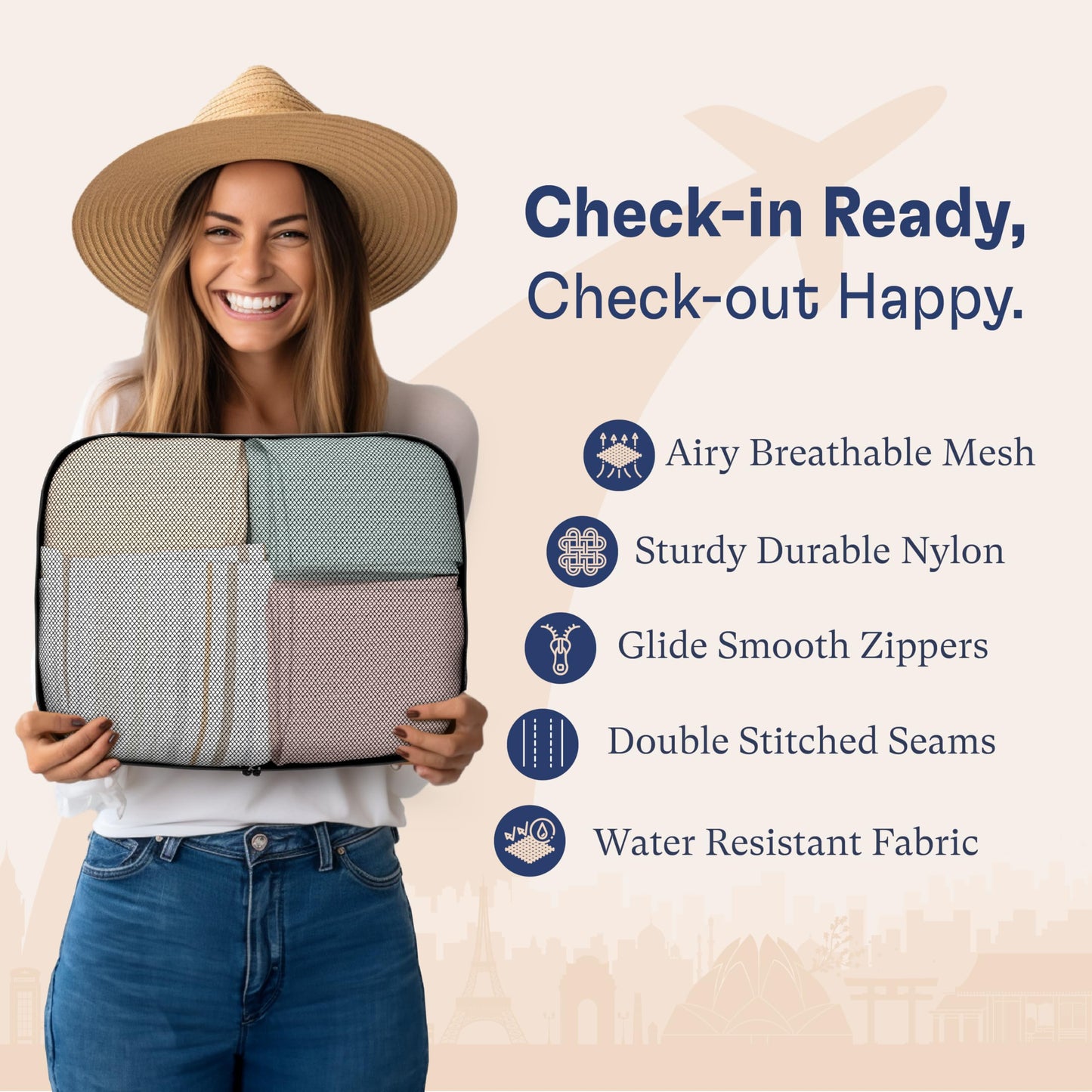 Shacke Packing Cubes for Travel 5 Set - Premium Luggage Organizer Bags - Versatile Travel Organizer for Women and Men - Optimized Packing Bags - Travel Essentials (Air Black)