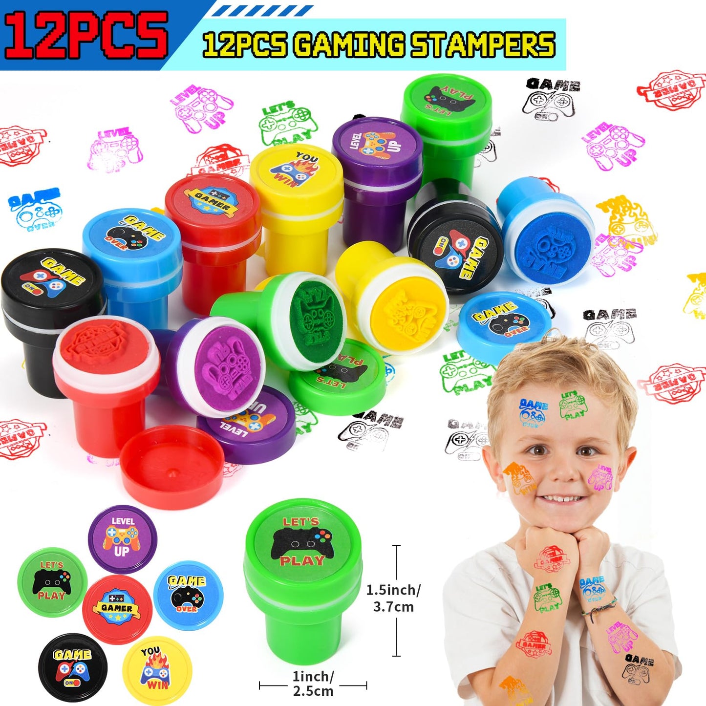 Winrayk Video Game Party Favors Gamer Birthday Supplies Kids, Non Woven Bag Silicone Bracelet Stamper Glow Sticker Keychain, Goodie Stuffer Pinata Filler Game On Gift Boys Gaming Party Favors Decor
