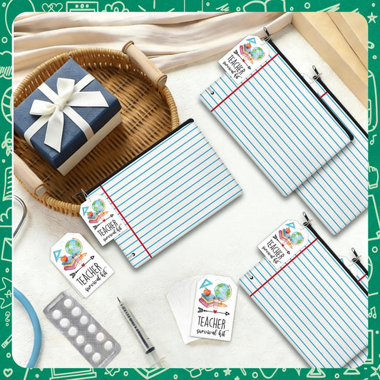 30 Set Teacher Survival Kit Supplies Includ Makeup Bag Card and Hemp Rope Appreciation Gifts for Teachers' Day Valentine's Day Back to School and First Day of School