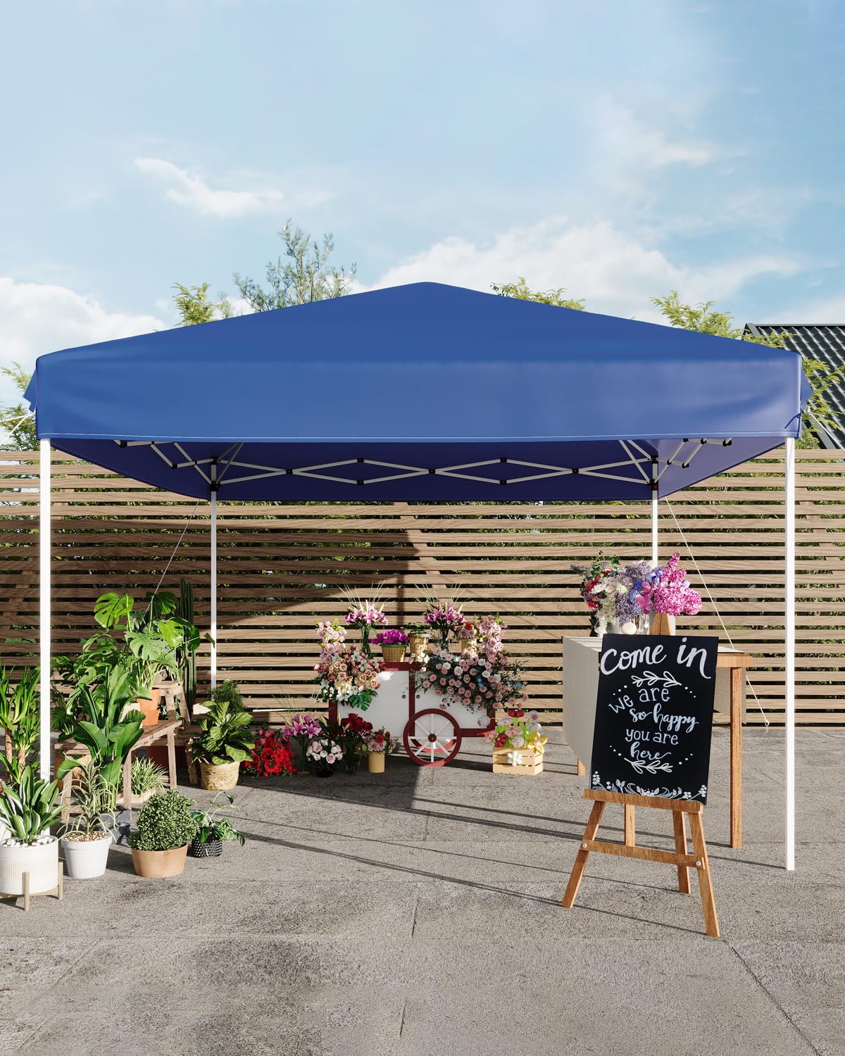 GarveeLife 10x10 Pop Up Canopy Tent, Easy Up Canopy with 3 Adjustable Height, Outdoor Sun Shade with 4 Sandbags & Carrying Bag for Camping, Parties,Outdoor Events-Blue