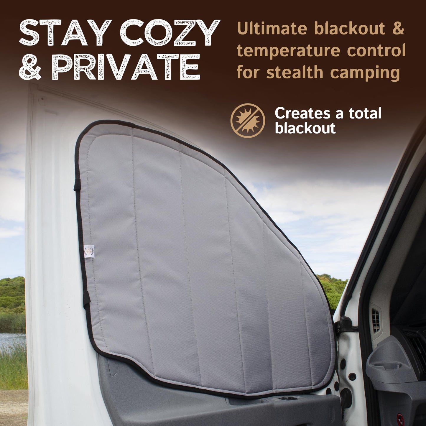 Living in a Bubble Insulated Blackout Window Covers for Ford Transit 2015-Current Mid & High Roof. Van Life Essentials & Camper Van Accessories (Driver/Passenger Door 2015-Current)