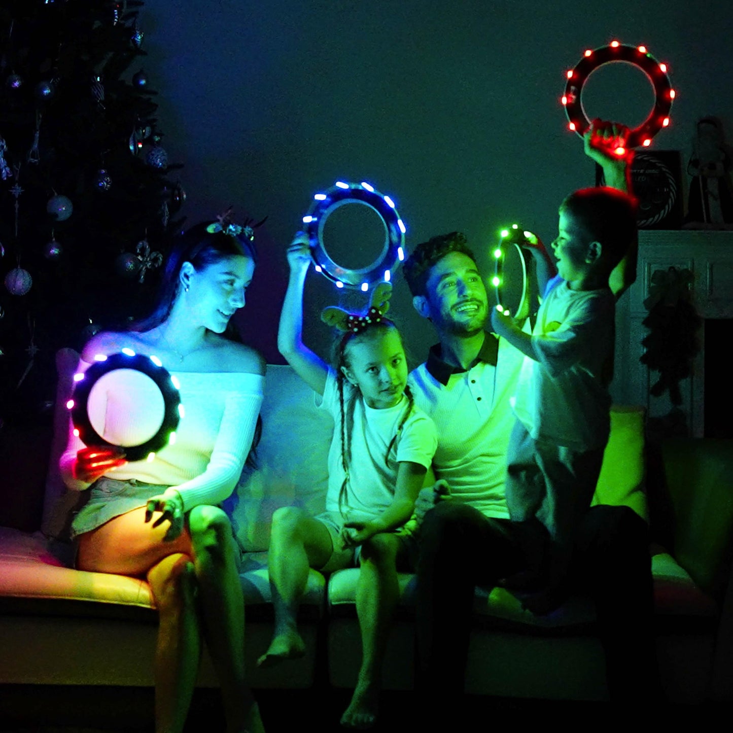 TOSY Bundle of 2 - Green + Red - Flying Ring 12 LEDs Super Bright