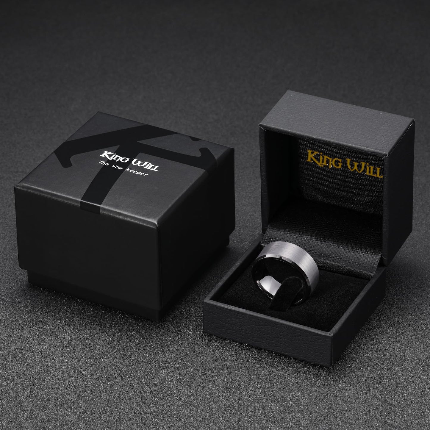 King Will 10mm Tungsten Wedding Band for Men - Gunmetal, Comfort Fit, Size 8