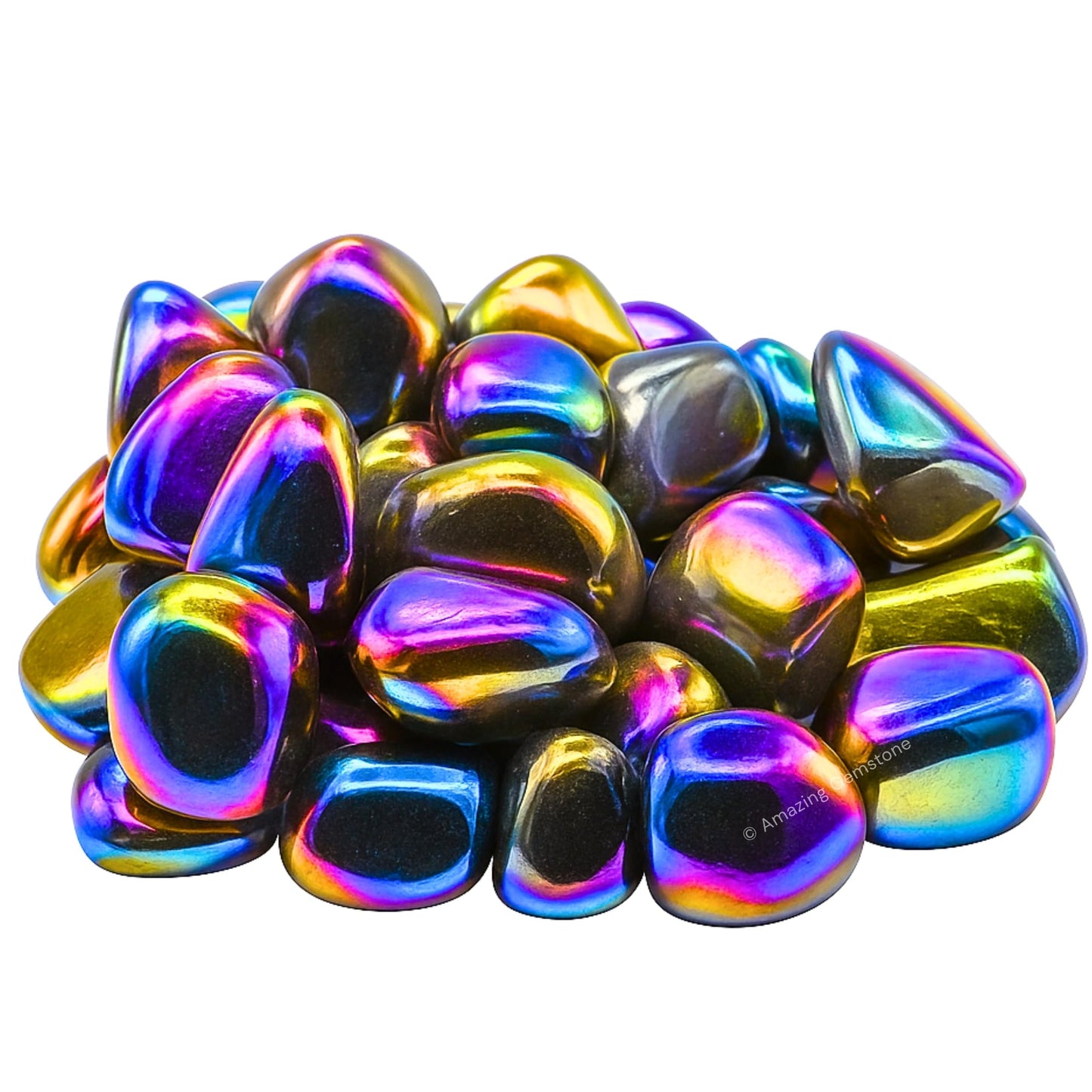 Amazing Gemstone Titanium Aura Quartz Crystals and Healing Stones Tumbled - 1 Oz Titanium Aura Quartz Stone, Healing Stones for Energy Balance, Stress Relief - Polished Gems Rocks