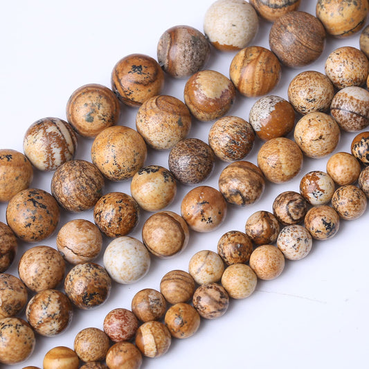 36PCS 10MM Pictures Jaspers Stone Beads Energy Healing Beads for DIY Jewelry Bracelet Necklace Making for Jewelry Making 15" (Pictures Jaspers, 6MM)