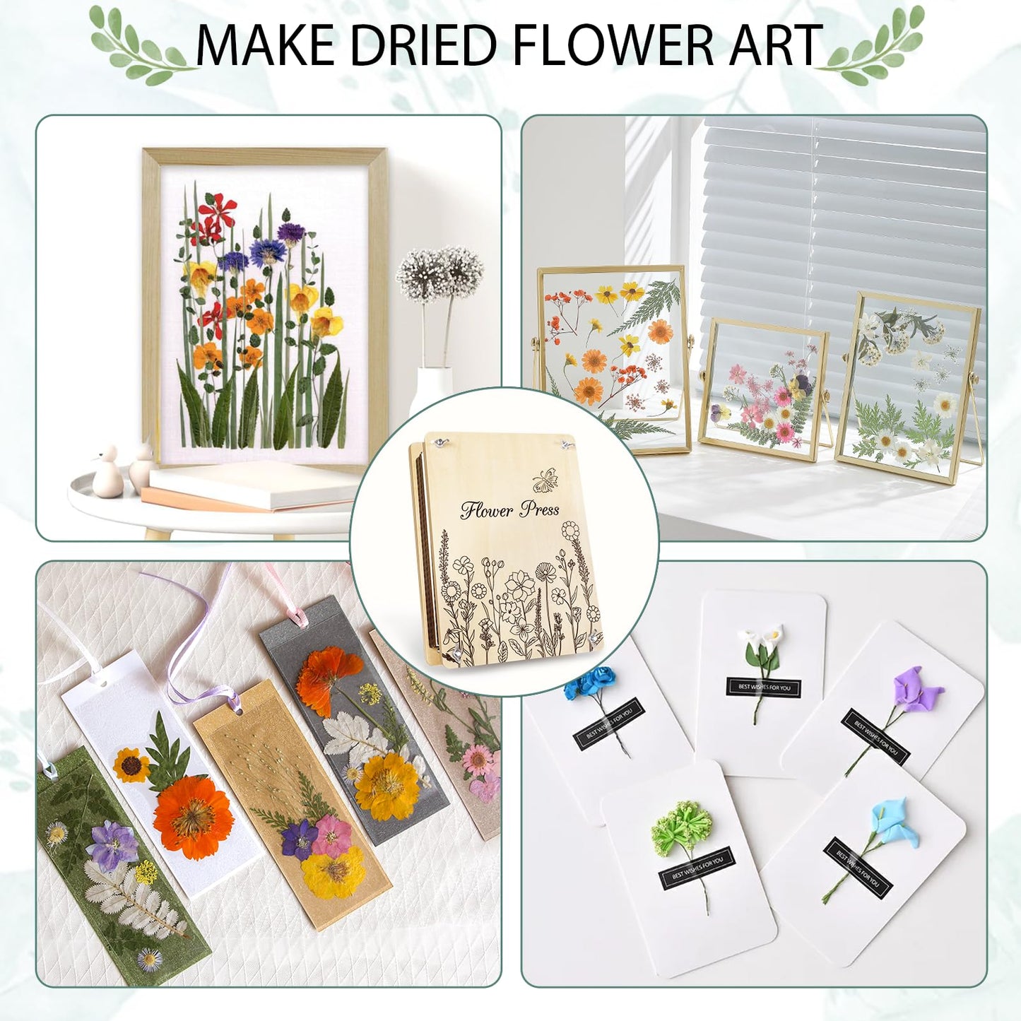 Dreamon Large Flower Press Kit - 11.8" x 8.3" 10 Layers DIY Wooden Flower Pressing Kit with Storage Bag Arts and Crafts Kits for Adults & Teens, Great Gift for DIY Arts and Crafts Lovers
