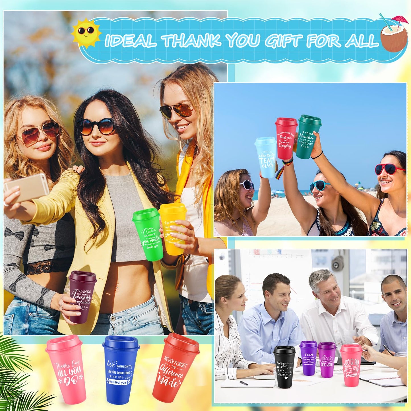 Teenyyou 90 Pcs Employee Appreciation Gift Set, 16oz Tumbler with Lid Notebook Pen Bulk Thank You Gift Holiday Party Favor for Office Coworker Teacher Staff Team (Multi Color,Elegant Style)