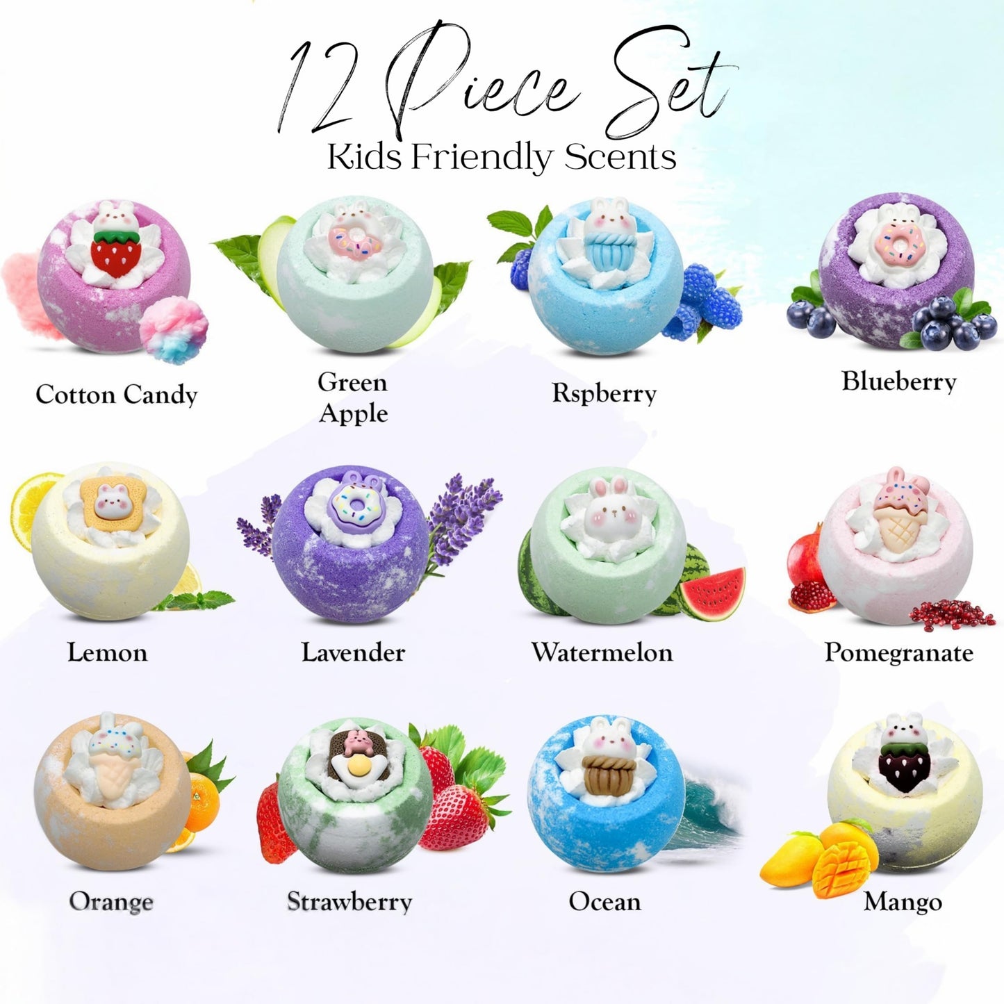 EvolutionUSA 12 Bloom Bath Bombs with Toys - Adorable Girl Bath Bomb Set, Bubbly Kids Bathbombs, Fizzy Bath Ball, Kids Bath Bombs for Girls, Childrens Bath Bomb Set Easter, Birthday, Christmas Gift