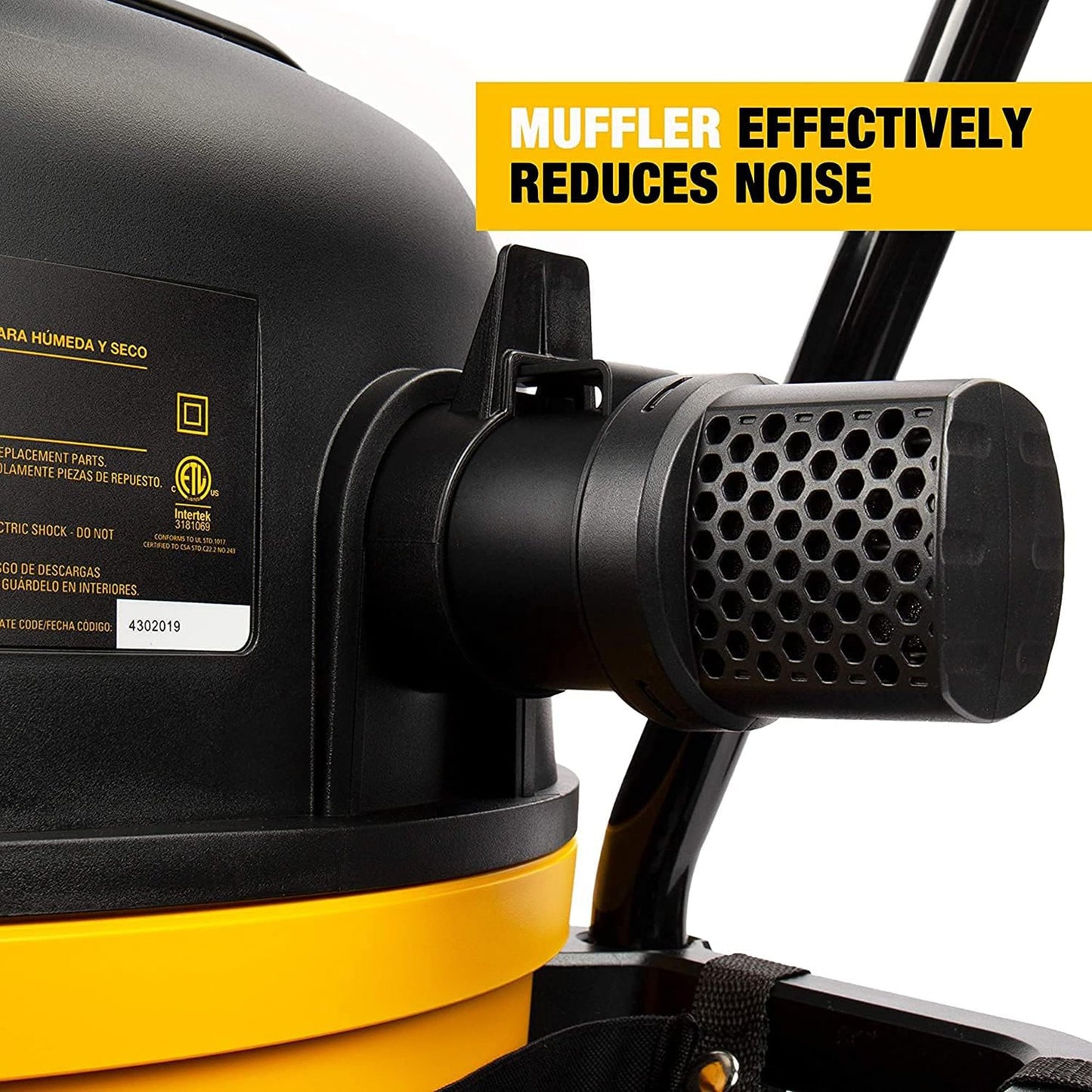DEWALT DXV16PA 16 Gallon Poly Wet/Dry Vac/Acc, 6.5HP Shop Vacuum Wet/Dry for Jobsite/Workshop, Yellow