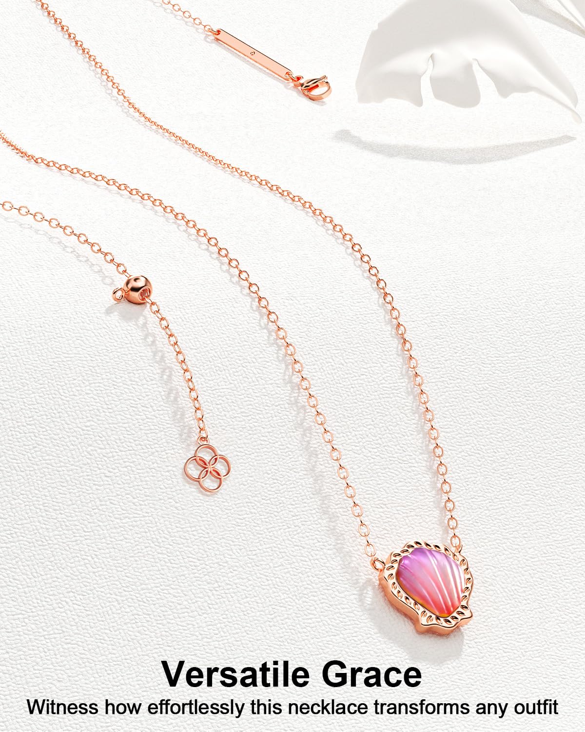 AICase 18K Gold Plated Pendant Necklace for Women,Shell Ivory Mother Of Pearl Fashion Dainty Jewelry,Anniversary Birthday Gifts for Women/MoM/Sister/Friends/Her/Wife/Grandma/Coworker_Rose Gold+Pink