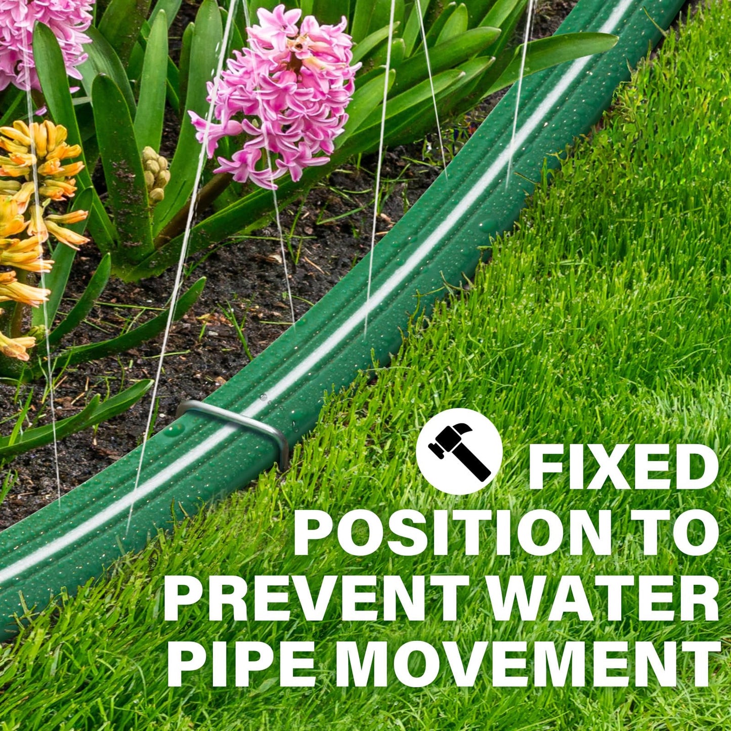 Jin&Bao Sprinkler Hose with Holes 25FT 2Pack, Heavy Duty Watering Garden Hose, High-Efficiency Sprinklers System for Lawn and Garden with Staples