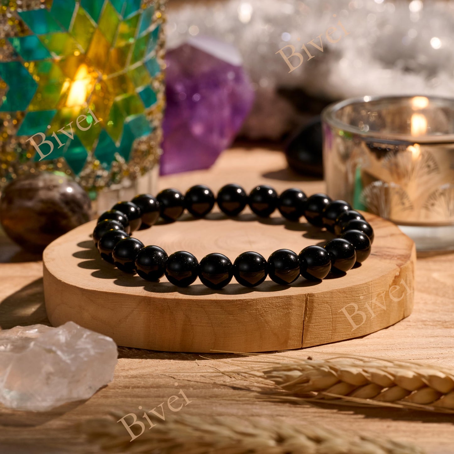 Black Tourmaline - Protection and Grounding - 8mm Beaded Bracelets for Women Handmade Semi Precious Natural Stone Stretch Elastic Jewelry Yoga Protection Gifts
