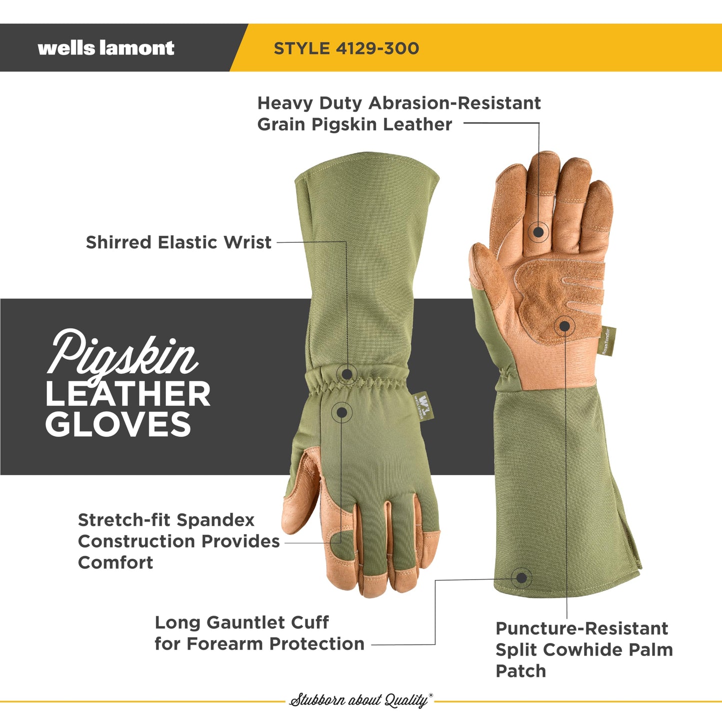 Wells Lamont Rosetender Gardening Gloves for Women – Thorn Proof Garden Gloves, Grain Leather Long Gloves for Pruning & Yard Work, 4129-300, Small