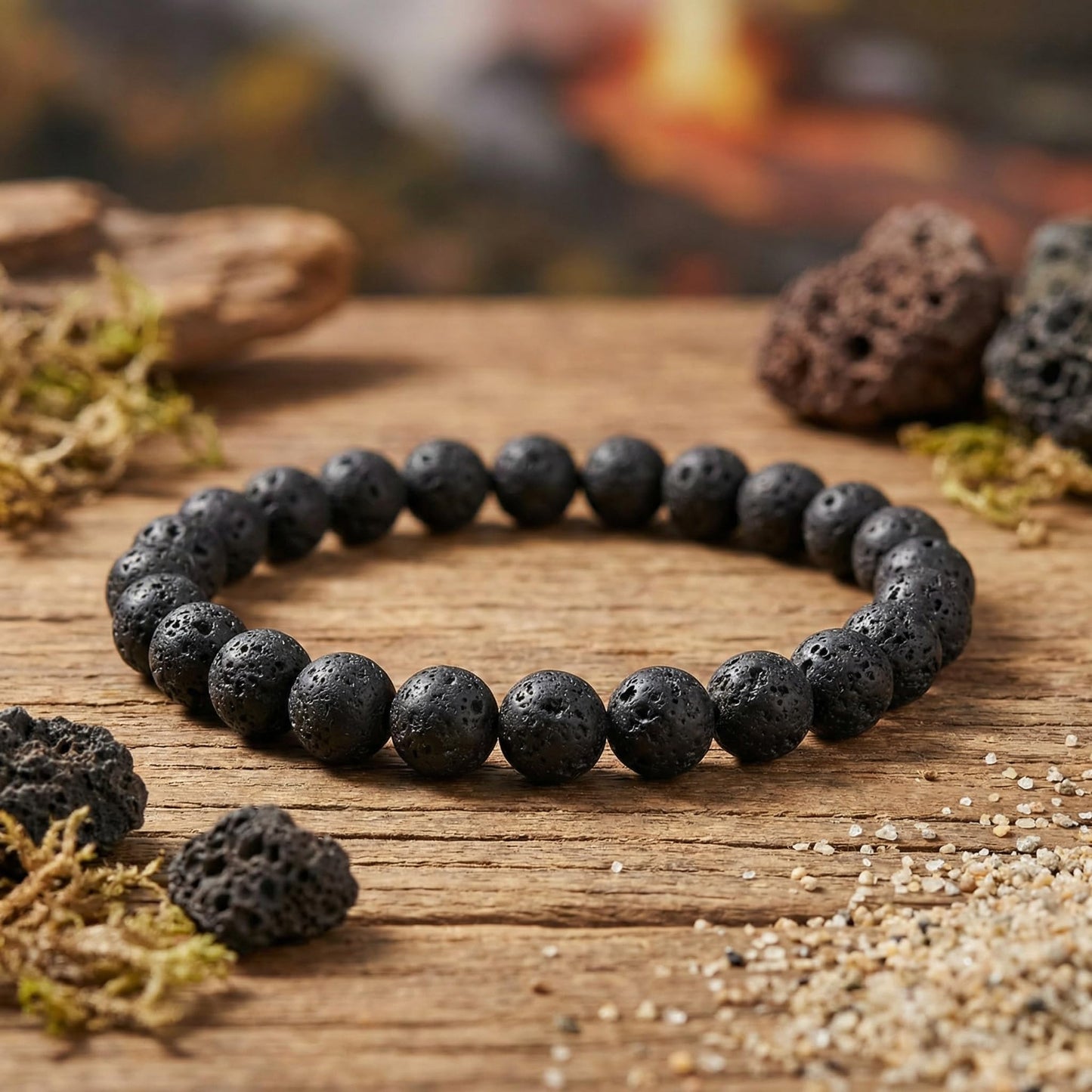 Yochus 60pcs Volcanic Rock/Black Lava Rock Beads，6mm Healing Power Natural Stone Round Loose Beads for Jewelry Making Earring Necklace DIY Crafts