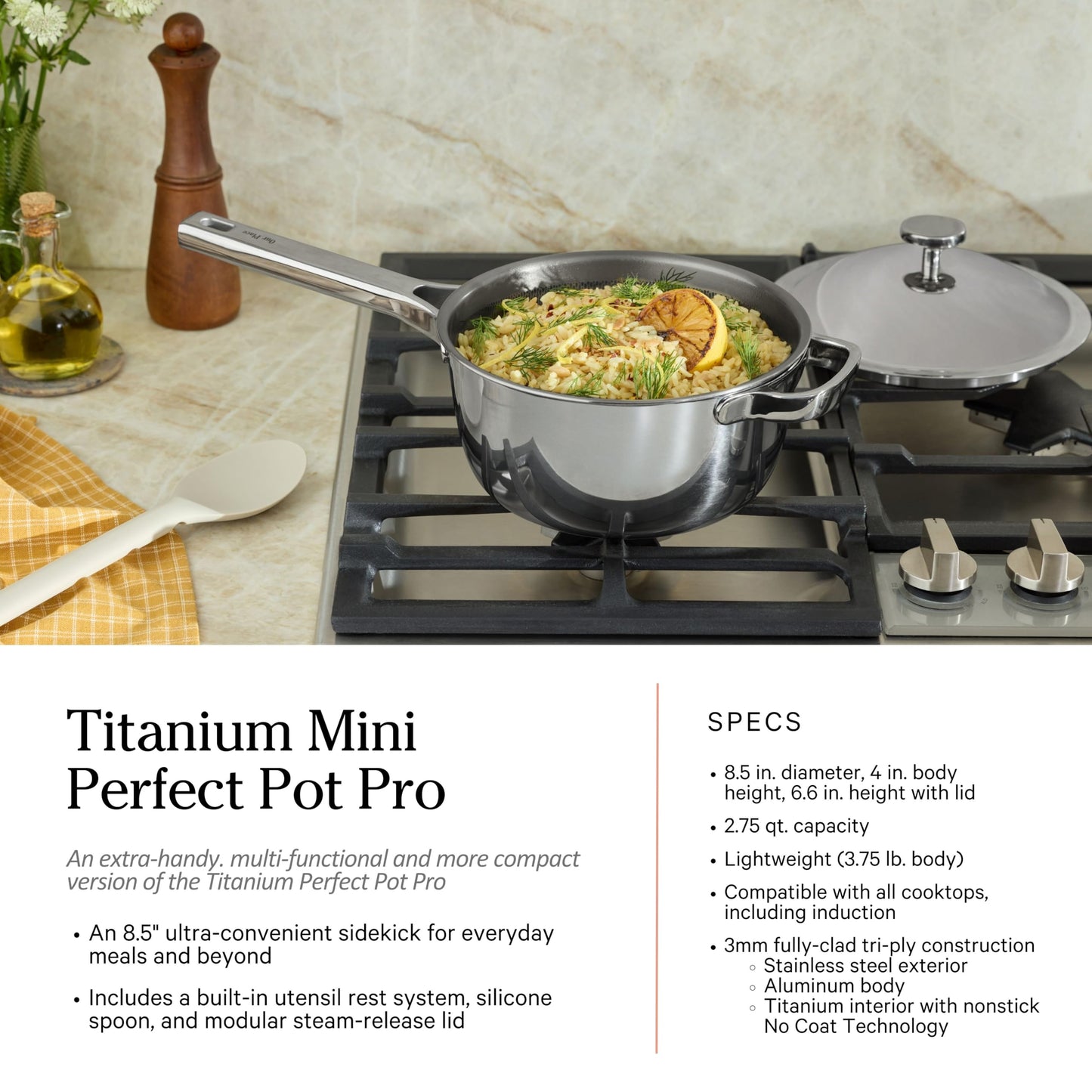 Our Place Titanium Pro Cookware Set | 10-Piece Pots and Pans Set with Always Pan Pro, Perfect Pot Pro & Minis | Non-Toxic No-Coating Nonstick | Induction & Oven-Safe up to 1000°F | Chrome