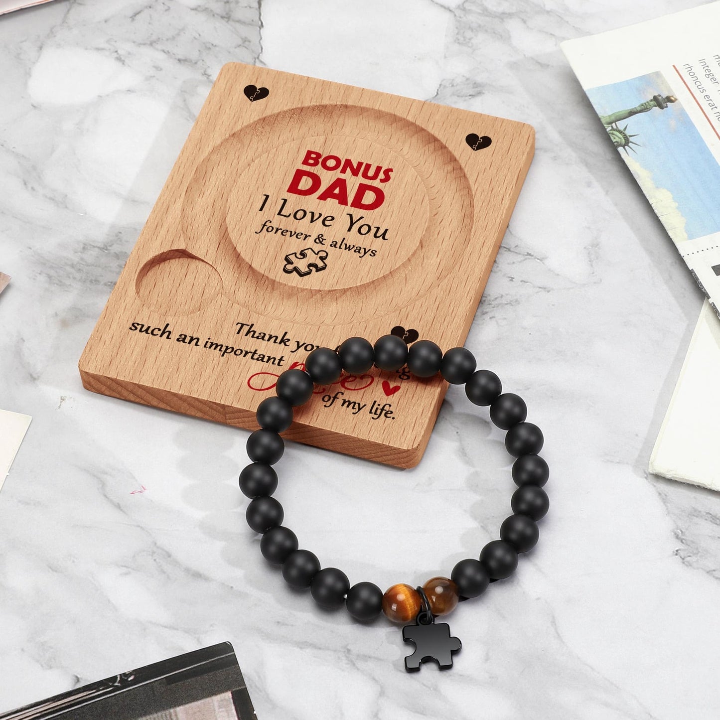 WZHENAINI Bonus Dad Gifts, Father Gift for Dad Fathers Day Birthday, from Daughter Son, Best Dads I Love You Thank You Appreciation Stepdad Bracelet Daddy Papa Father-in-law Gifts
